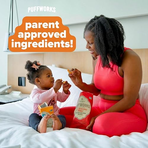 Miniatura 8 de Puffworks Puffs de mantequilla de maní orgánica original 12 onzas paquete de 6 aperitivo de proteína a base de plantas sin gluten ni arroz vegano