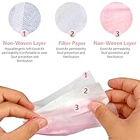 Vista 35 de Wecolor Paquete de 120 máscaras faciales desechables con cinta elástica para las orejas, 3 capas transpirables (rosa)