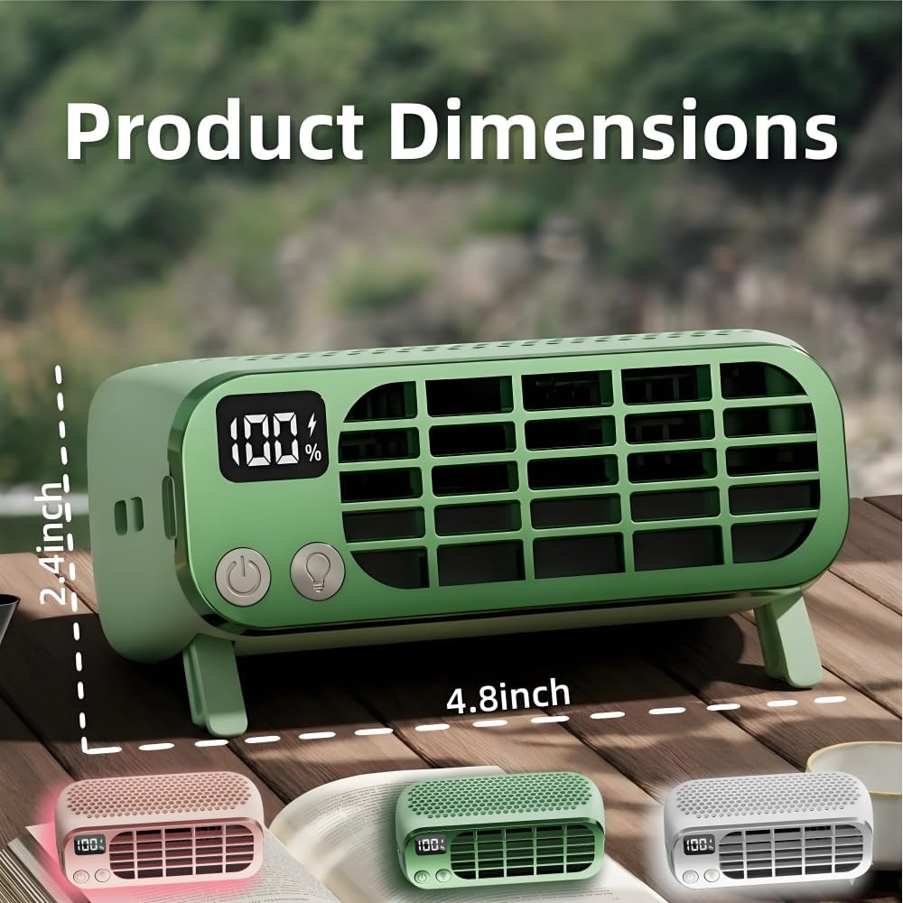 5 in 1 Portable Waist Clip Fan, Personal Neck and Handheld Fan, Small Desk and Monitor Clip on Cooling Fan, 24000mAh Cordless 6H Runtime, 5 Speeds, 30dB Quiet (A)