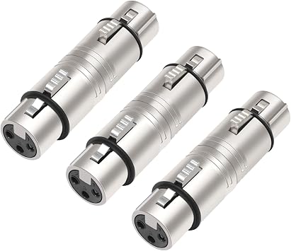 XLR Female to Female Audio Adapter, Secure Locking Coupling Connector, 3-Pin Lossless Signal Transmission, Durable XLR Cable Extender for Studio & Stage Equipment Cable Adapter-3Pack