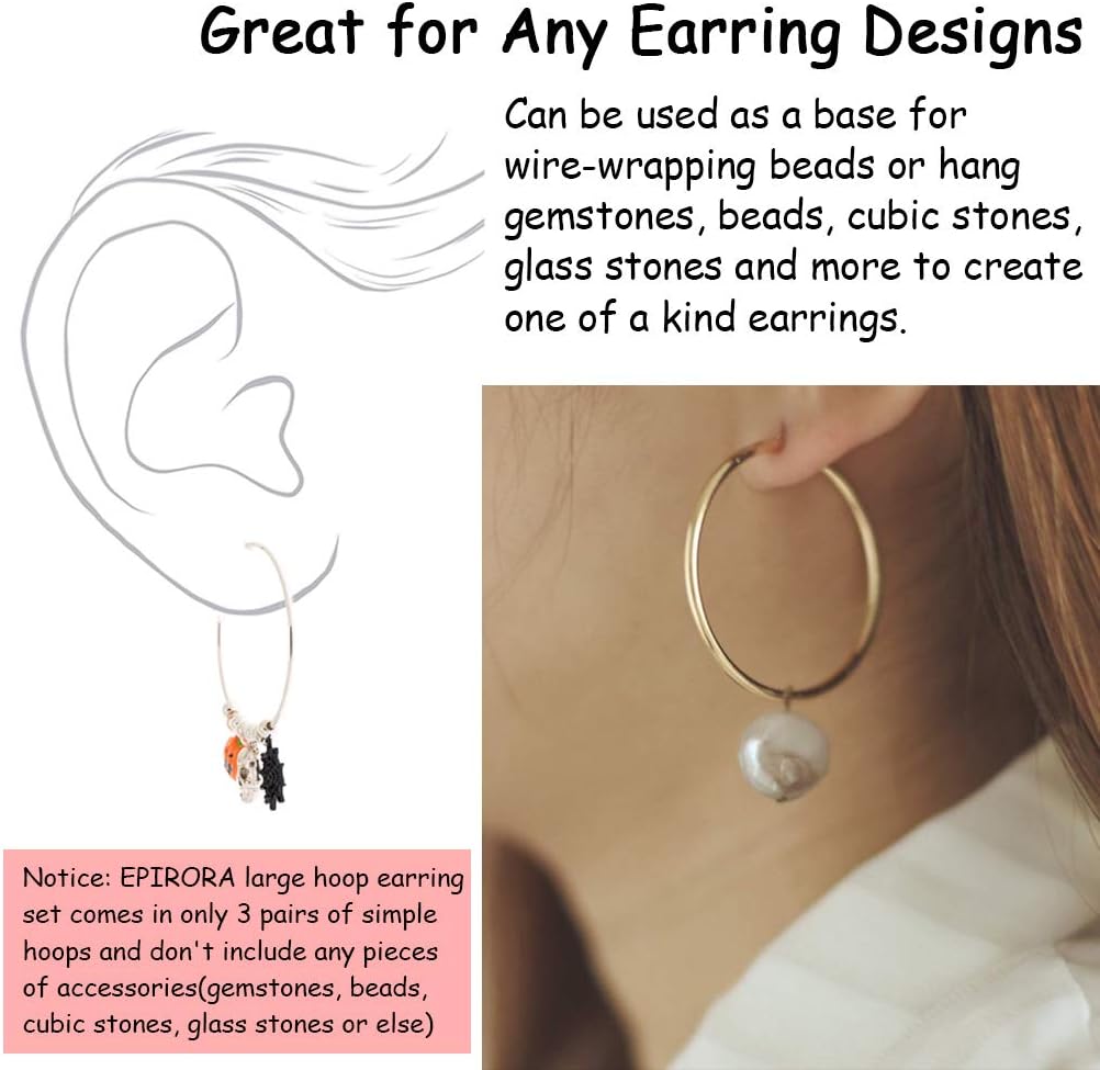 Silver Big Hoop Earrings For Womens- 3 Pairs Hypoallergenic Sterling Silver Large Huggie Hoops for Sensitive Ears(40/50/60mm)