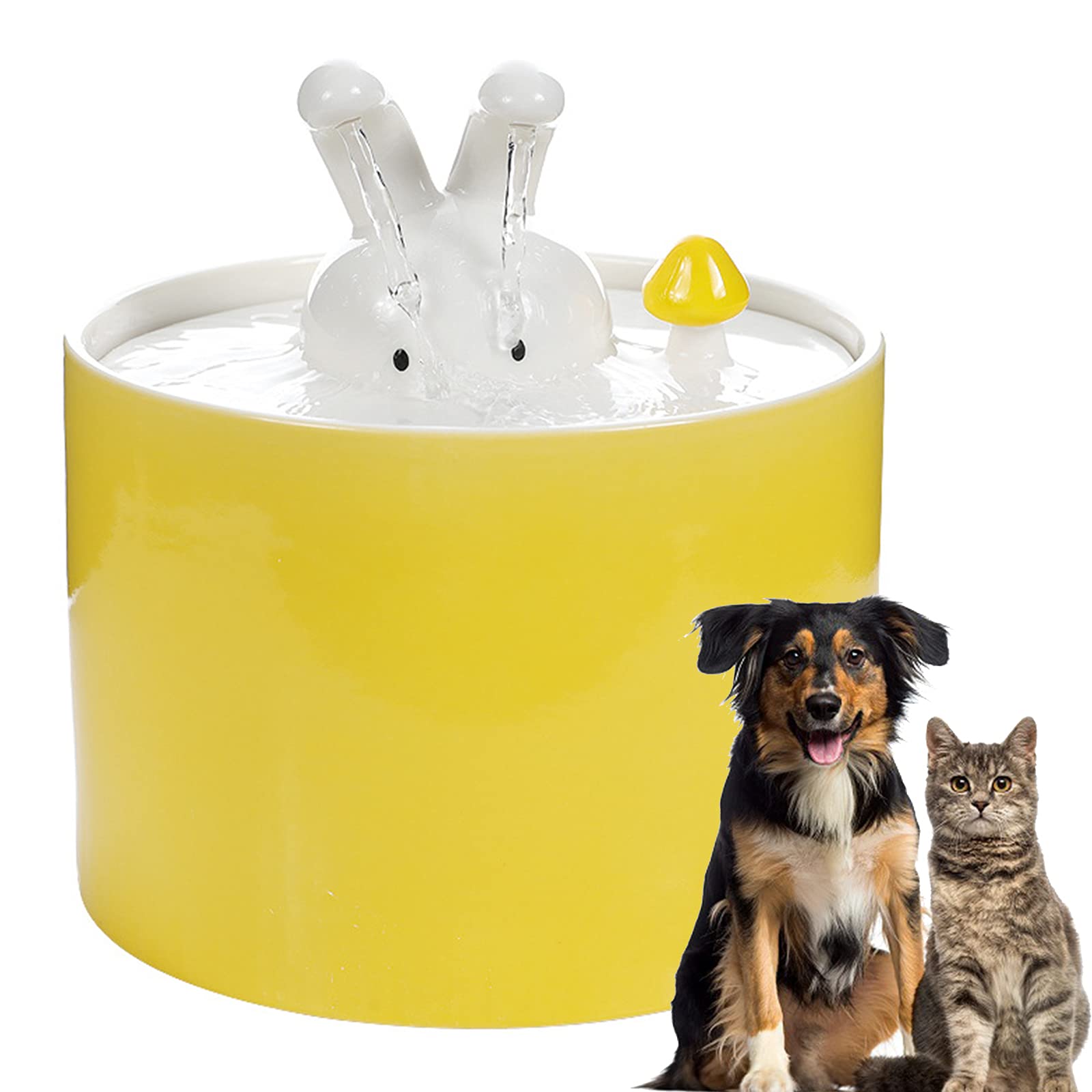 Fuente De Agua para Gatos De Cerámica 1 L Bebedero para Mascotas Bebederos para Mascotas Ultra Silenciosos Cuenco para Gatos Y Perros Dispensador De Agua Automático Y Fácil De Limpiar