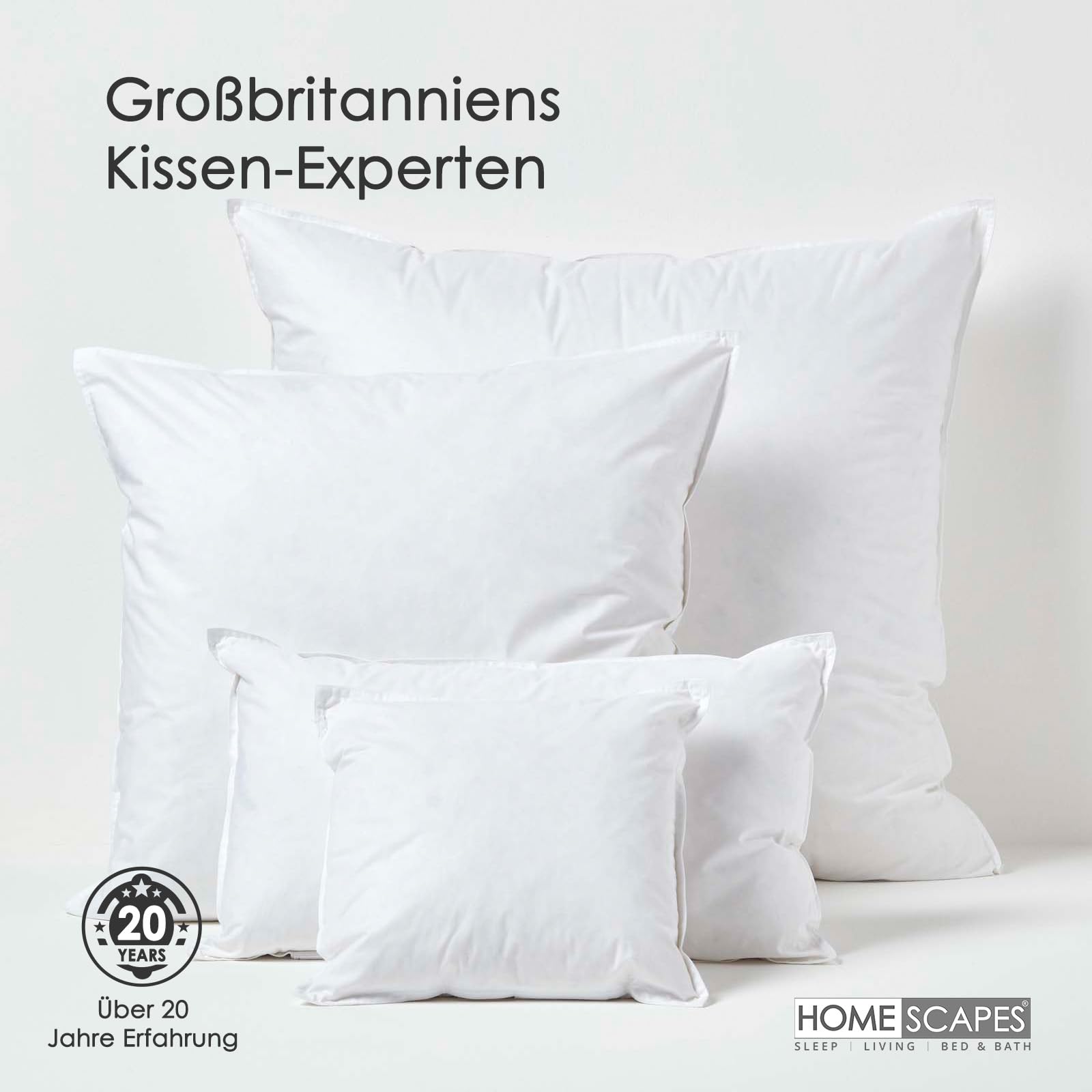HOMESCAPES Luxuriöse Entenfeder-Kissen, 30x40 cm, perfekte Rückfederung, daunendichter Bezug, großzügig gefüllt, hypoallergen, RDS-zertifiziert, maschinenwaschbar