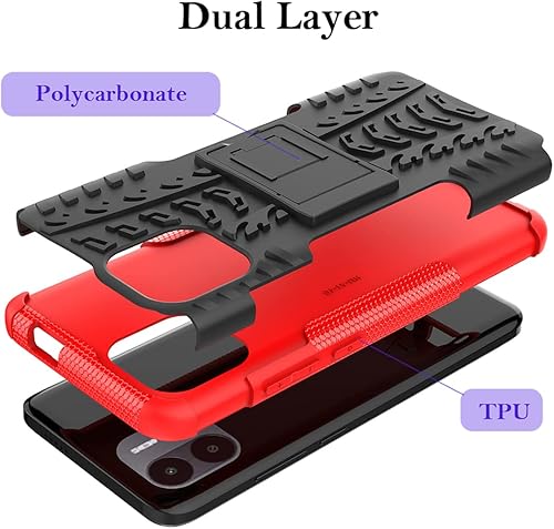 Miniatura 3 de Redmi A1+ Funda para Redmi A1 Plus, funda con protector de pantalla de vidrio templado, con función atril de policarbonato duro, TPU suave de doble