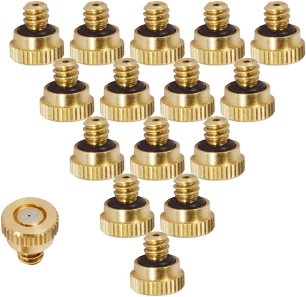 10PCS Low Pressure Brass Fog Misting Nozzles Garden Connectors Water Irrigation Sprinkler Fittings for Garden, Patio, Greenhouse(10pcs 0.1mm)