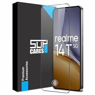 SupCares Tempered Glass for Realme 14T (6.67 Inch) With Installation Kit | 9H Edge to Edge Screen Protector | Black