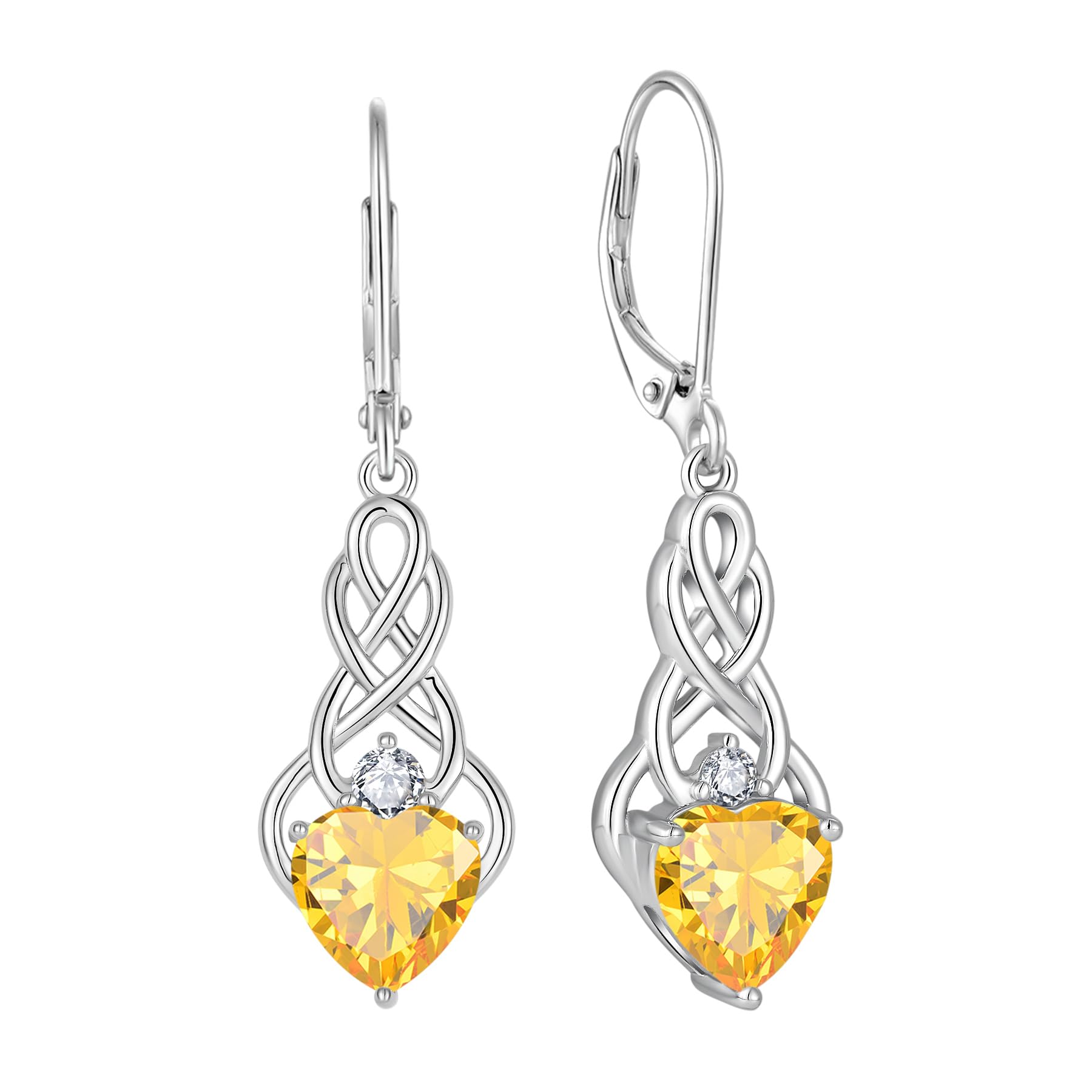 FJ Infinity Celtic Knot Earrings 925 Sterling Silver Birthstone Jewelry