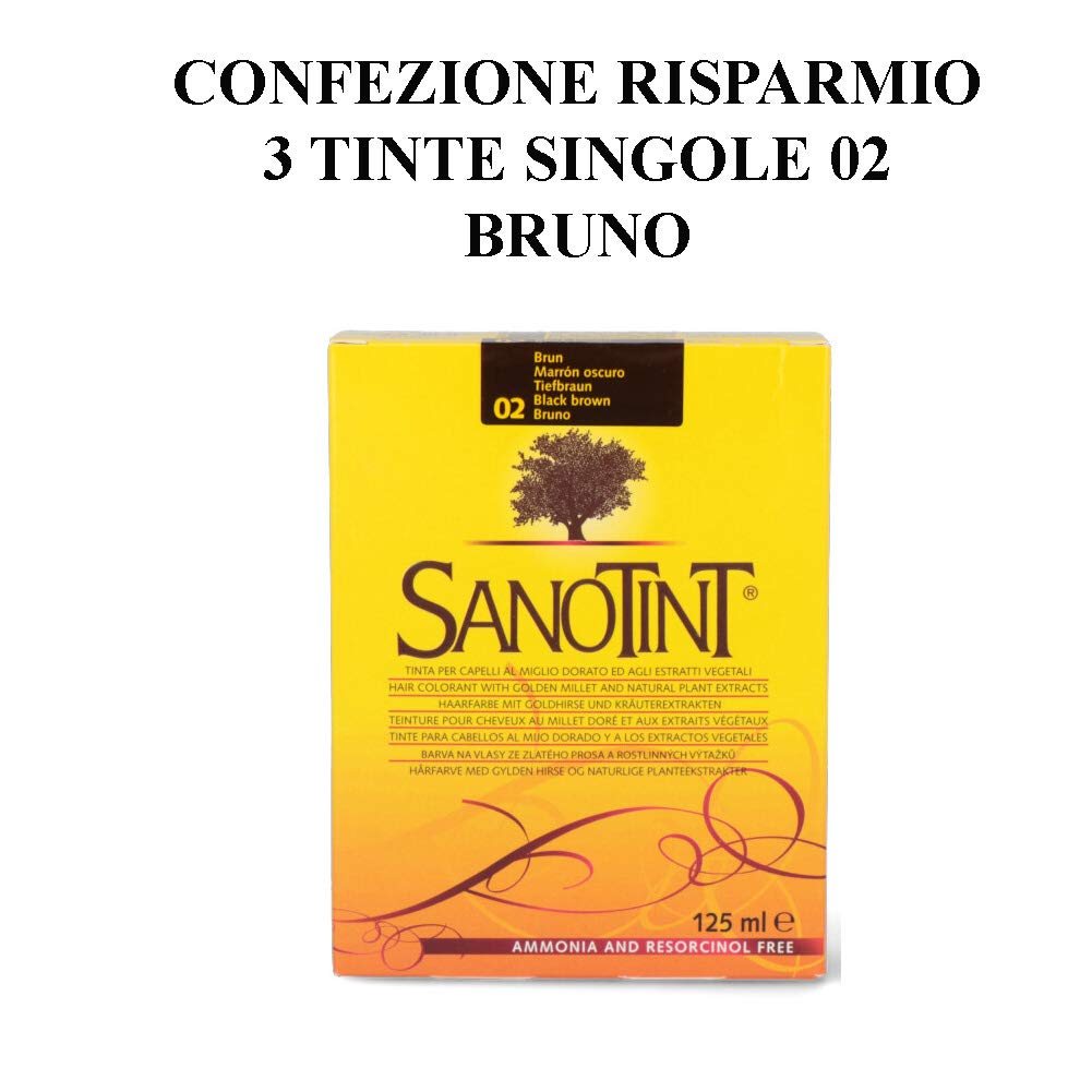SANOTINT TINTA CLASSIC FARBE 2 TIEFBRAUN - 3 Packungen - 3 x 125 ml