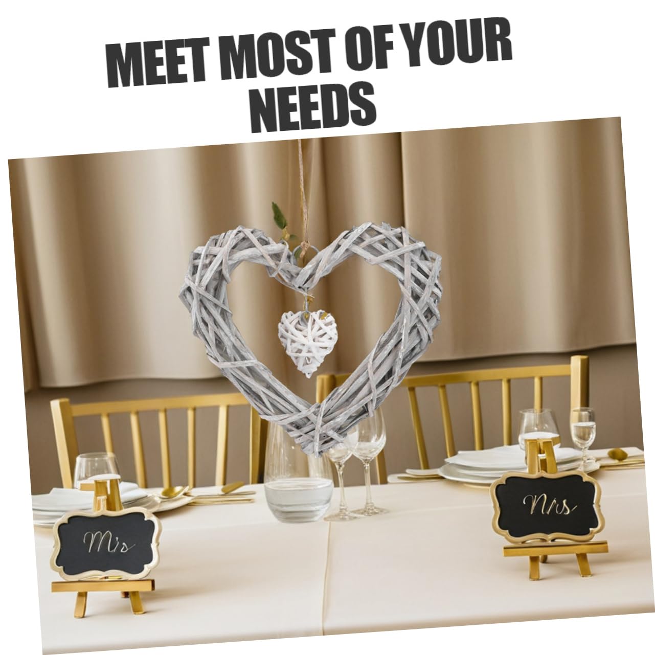 TOPBATHY 4stücke Herzkranz Aus Rattan Und Spitzengewebe Wandkranz Für Hochzeit Party Schlafzimmer Und Event-Dekoration Leicht Aufhängbar Elegant Und Langlebig
