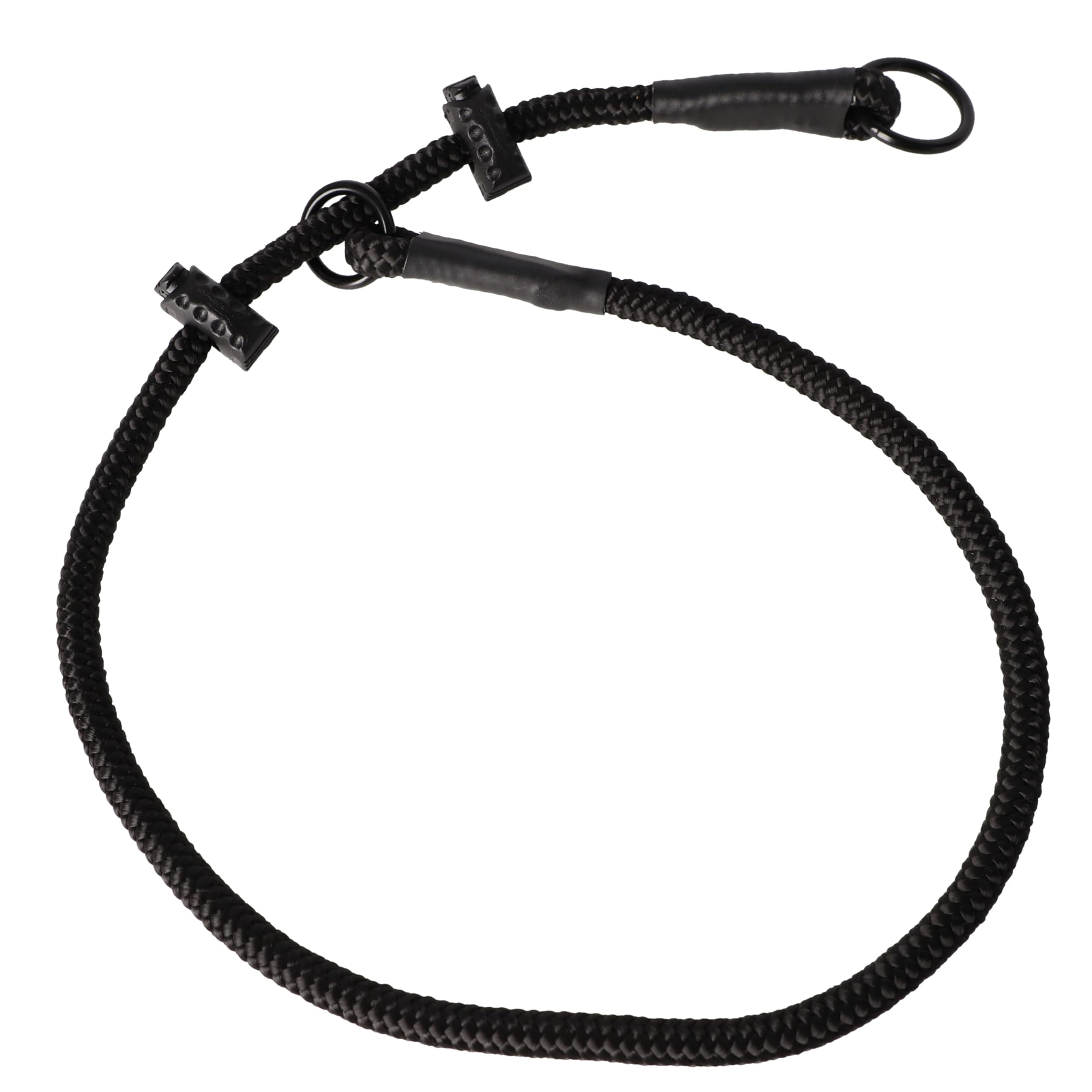 Dingo Gear Trainingshalsband für Hunde – handgefertigt, robuste geflochtene Polypropylenleine, mit Zwei Stoppern, Größe XS, Full Black S04076
