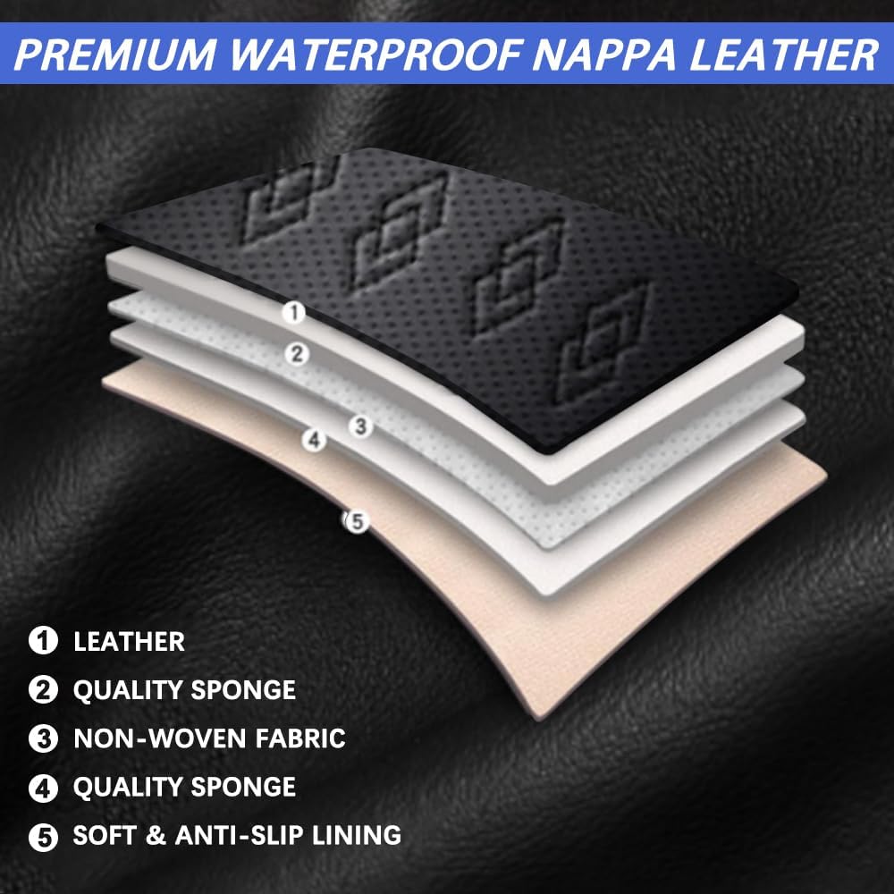 Car Seat Covers for Chrysler Sebring 1997-2010,Waterproof Leather Seat Covers 5-Seats Luxury,Interior Accessories with Airbag,Automobile Seat Cover Sets for Sebring(Black)