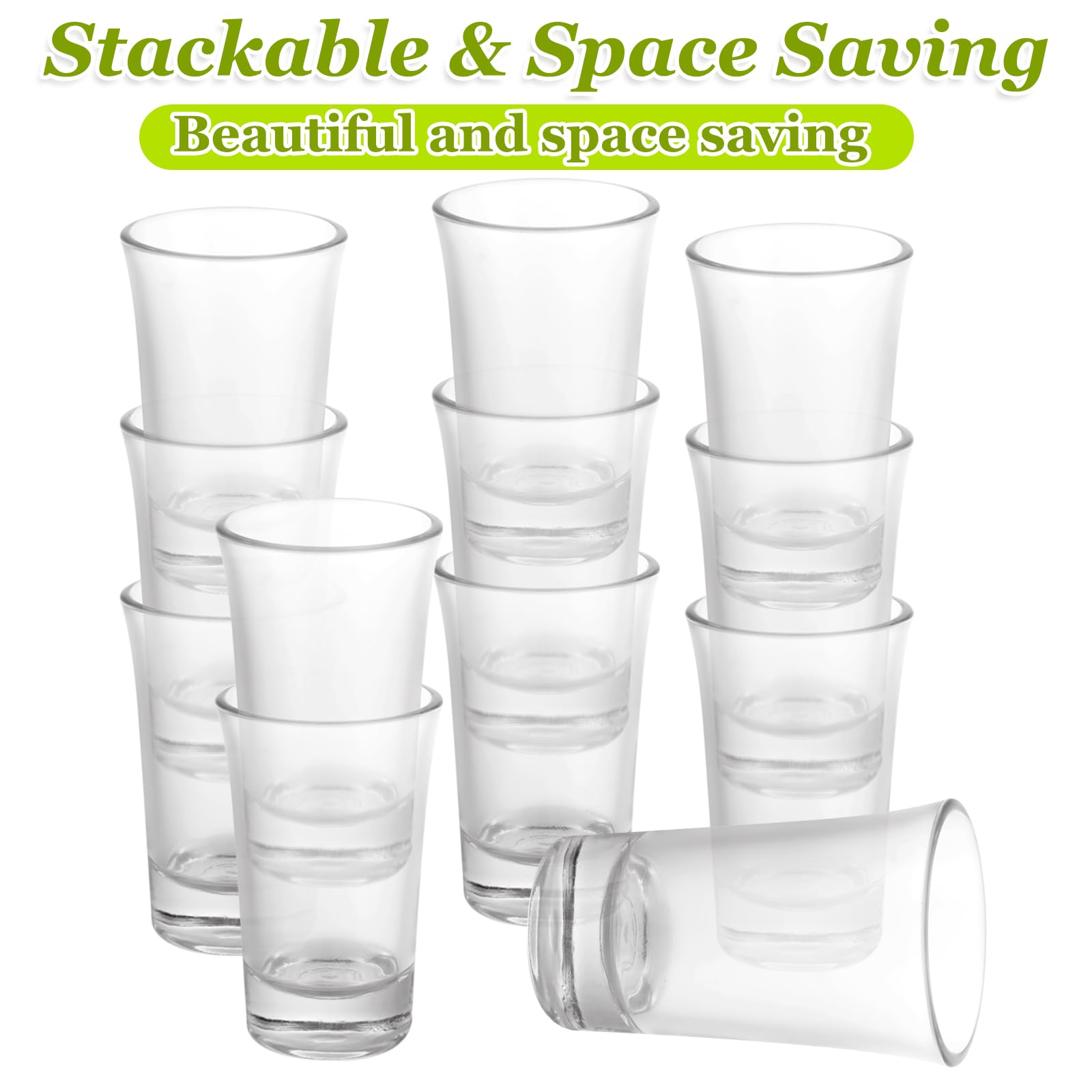 QTLCOHD Paquete de 48 vasos de chupito transparentes de 1.5 onzas, vasos de chupito pequeños a granel con base pesada para vodka, whisky, tequila, espresso, licor