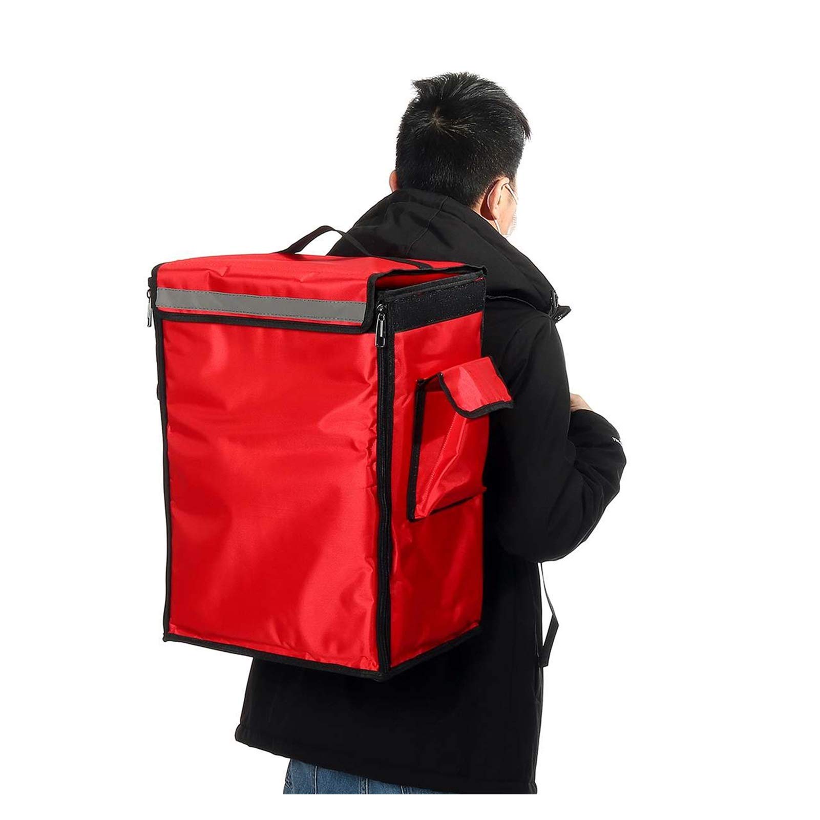 Soft Cooler Bag Portátil 42L Bolsa aislada térmica Pizza portátil Pizza de la Comida Picnic Scooter Mochila Mochila Bolsas de Enfriador Paquete de Aislamiento Plegable (Color : Black)