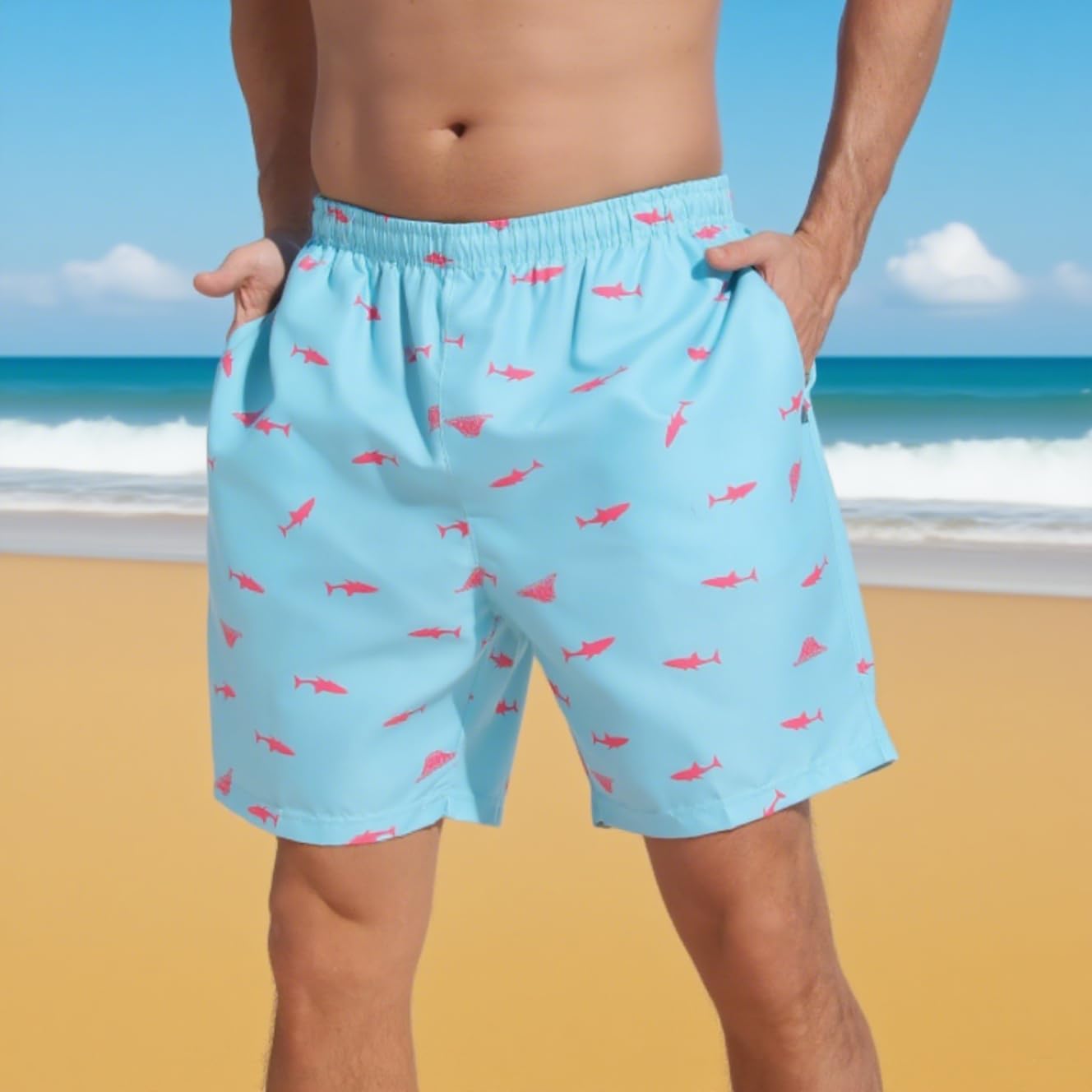 Mens Swim Trunks with Underwear Big and Tall Beach Shorts Quick Dry Mens Swimtrunks with Pockets
