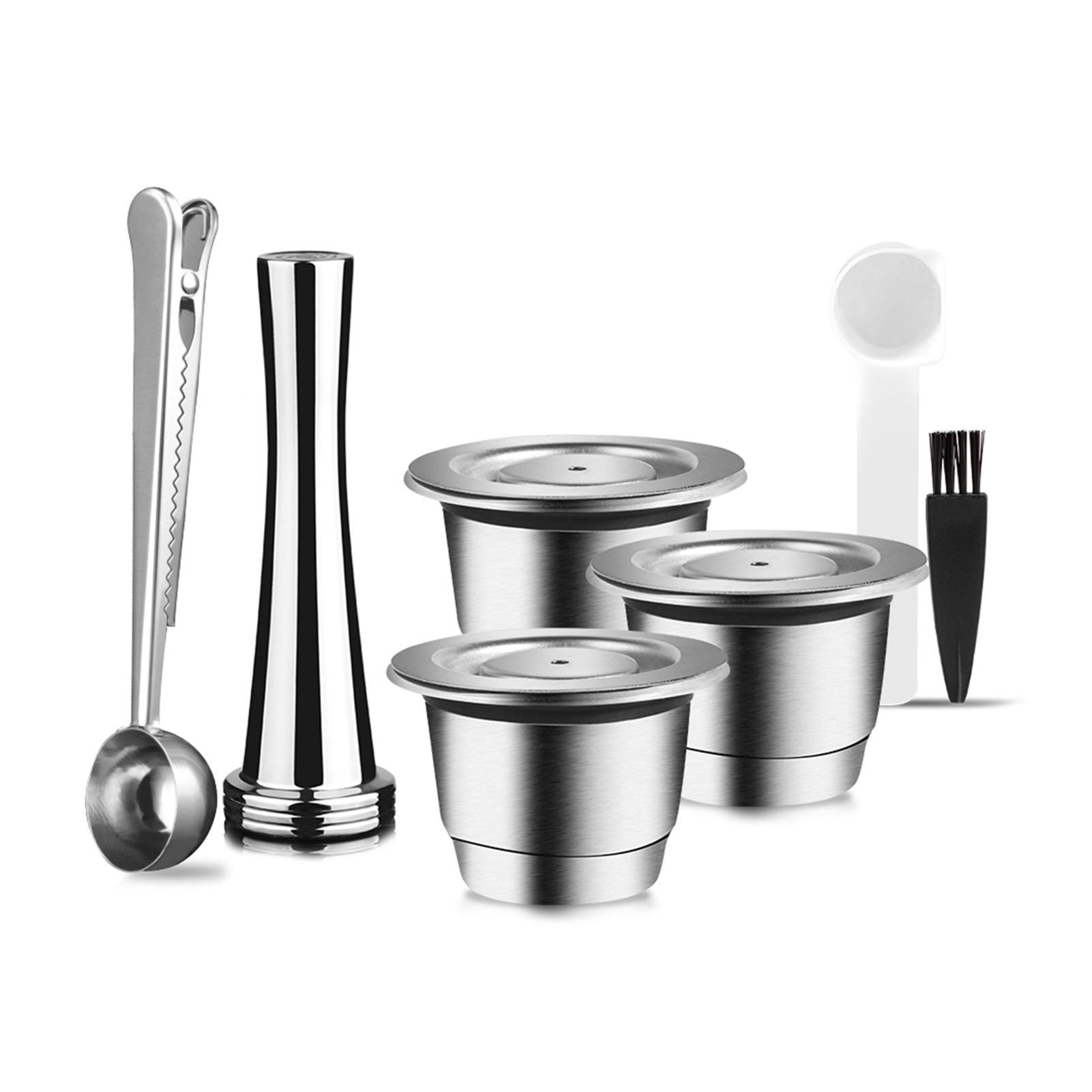 yaoqijie Nuevo Ajuste actualizado de la cápsula de café Reutilizable para los filtros de café de Acero Inoxidable Nespresso Espresso Coffee Crema Maker Lasting (Color : A)