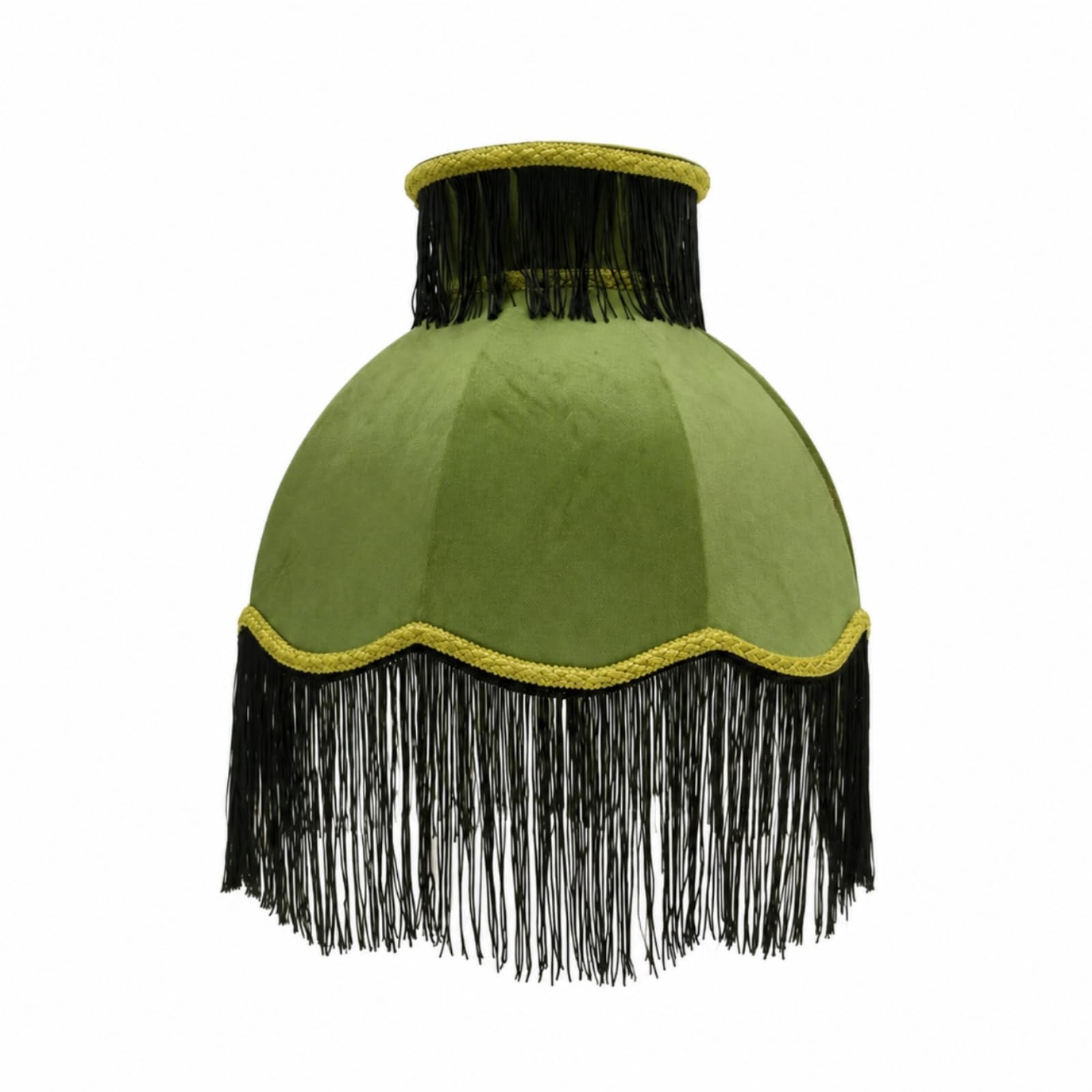 Lampenschirm Stoff E27 Fassung Schirm für Tischlampe Stehlampe Lampenaufsatz Textilgewebe Angenehmes Licht mit, 24 Cm Breite X 20 Cm Höhe, Kleiner Grüner Quastenschirm