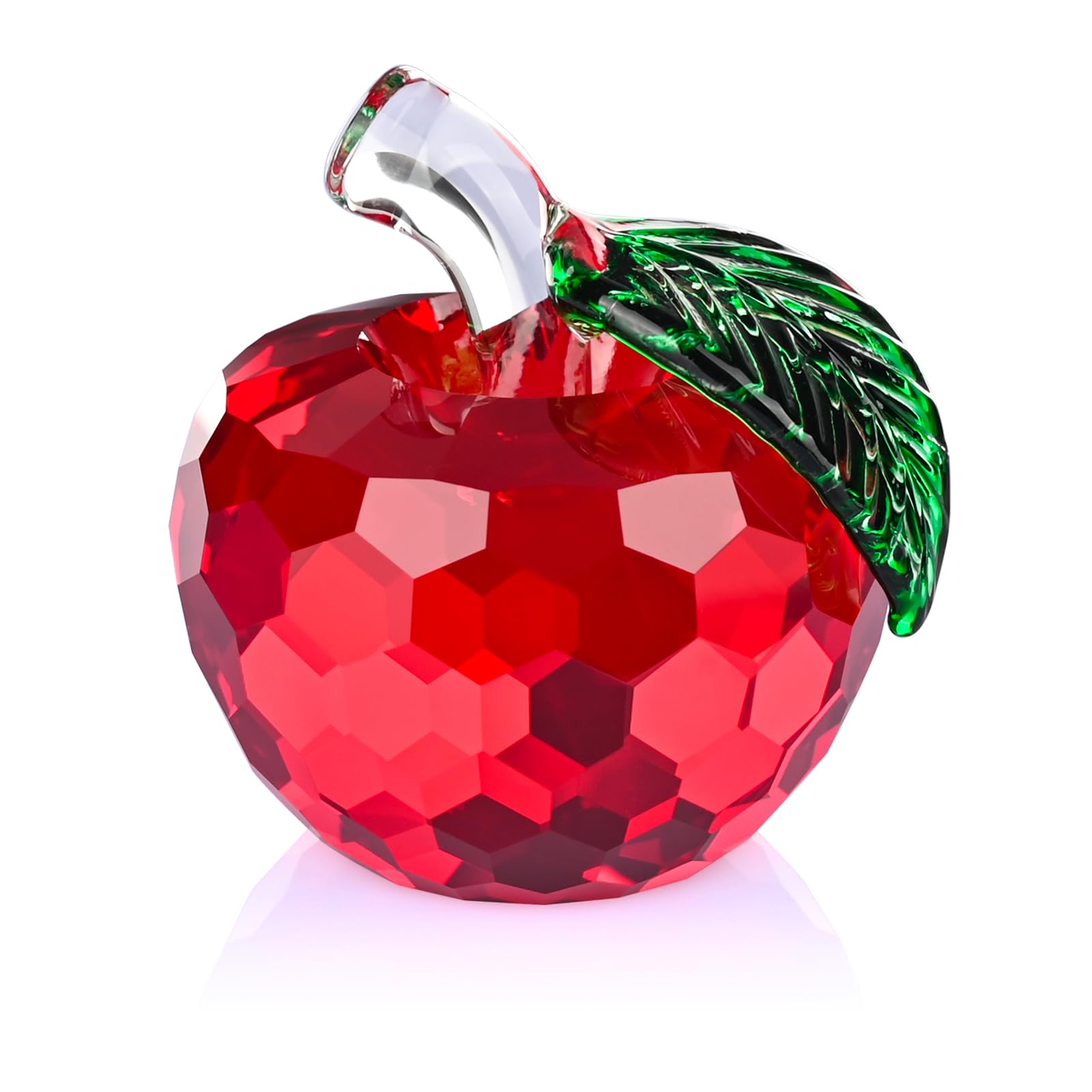 Glass Apple Ornament,Cystal Figurines for Home Decor,Glass Animals,Collectible Figurines Gift for Women Mothers Day Birthday(Red