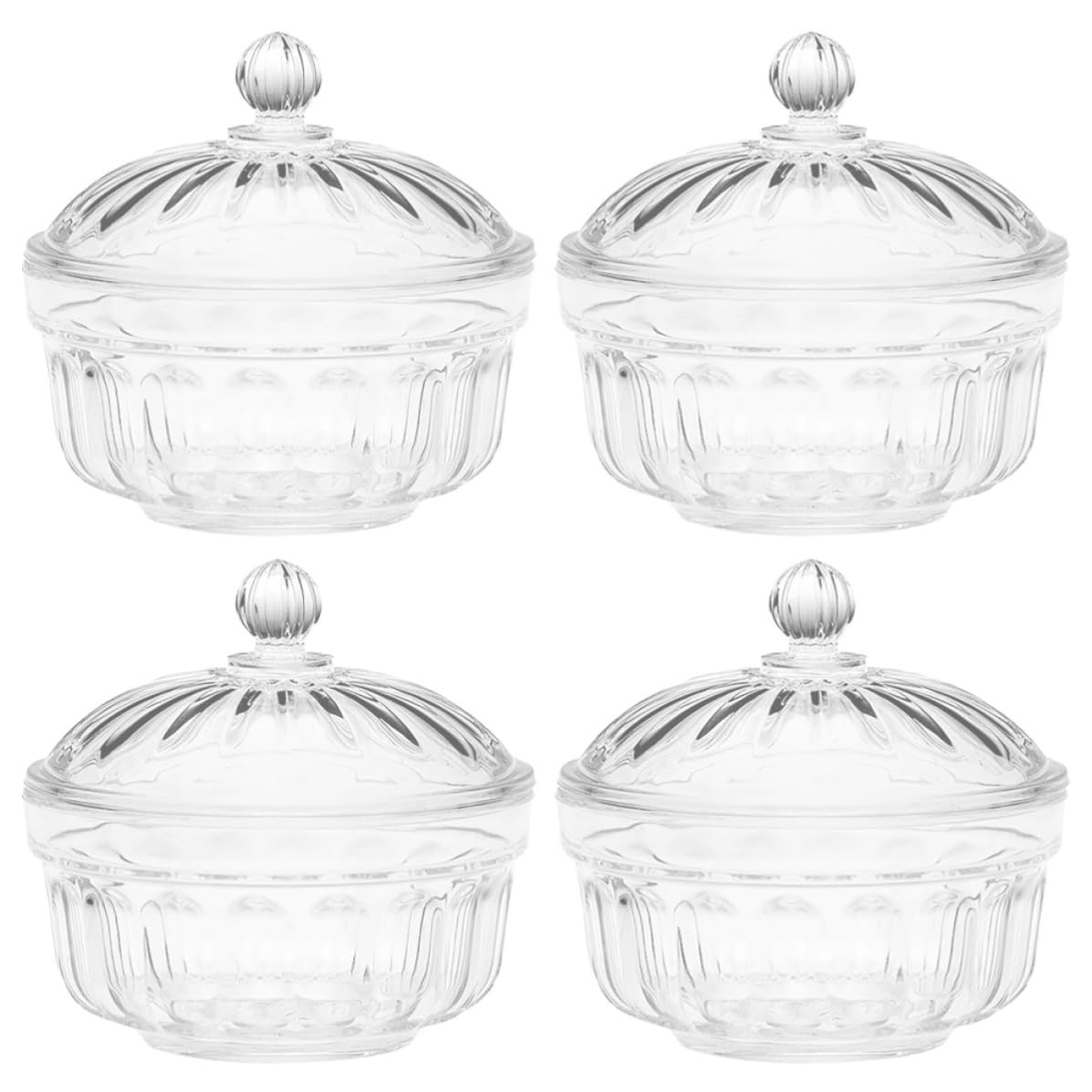 Cuencos de acrílico KALLORY con tapa para ensaladas y dulces | Pack de 4 piezas redondas