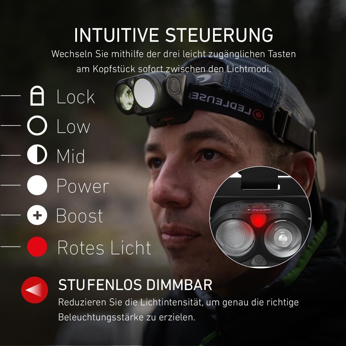 Ledlenser 502124 H19R Core Stirnlampe LED, 3500 Lumen, aufladbarer Lithium Akku, wasserdicht IP67, Constant Light, Fusion Light, USB Magnetladekabel, Headlamp, Kopflampe, Schwarz, Leuchtweite 300 m