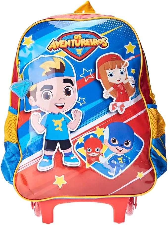 Clio Style Mochila Rodinhas Escolar Os Aventureiros Gi Neto em Poliéster 43 x 35 x 15 cm