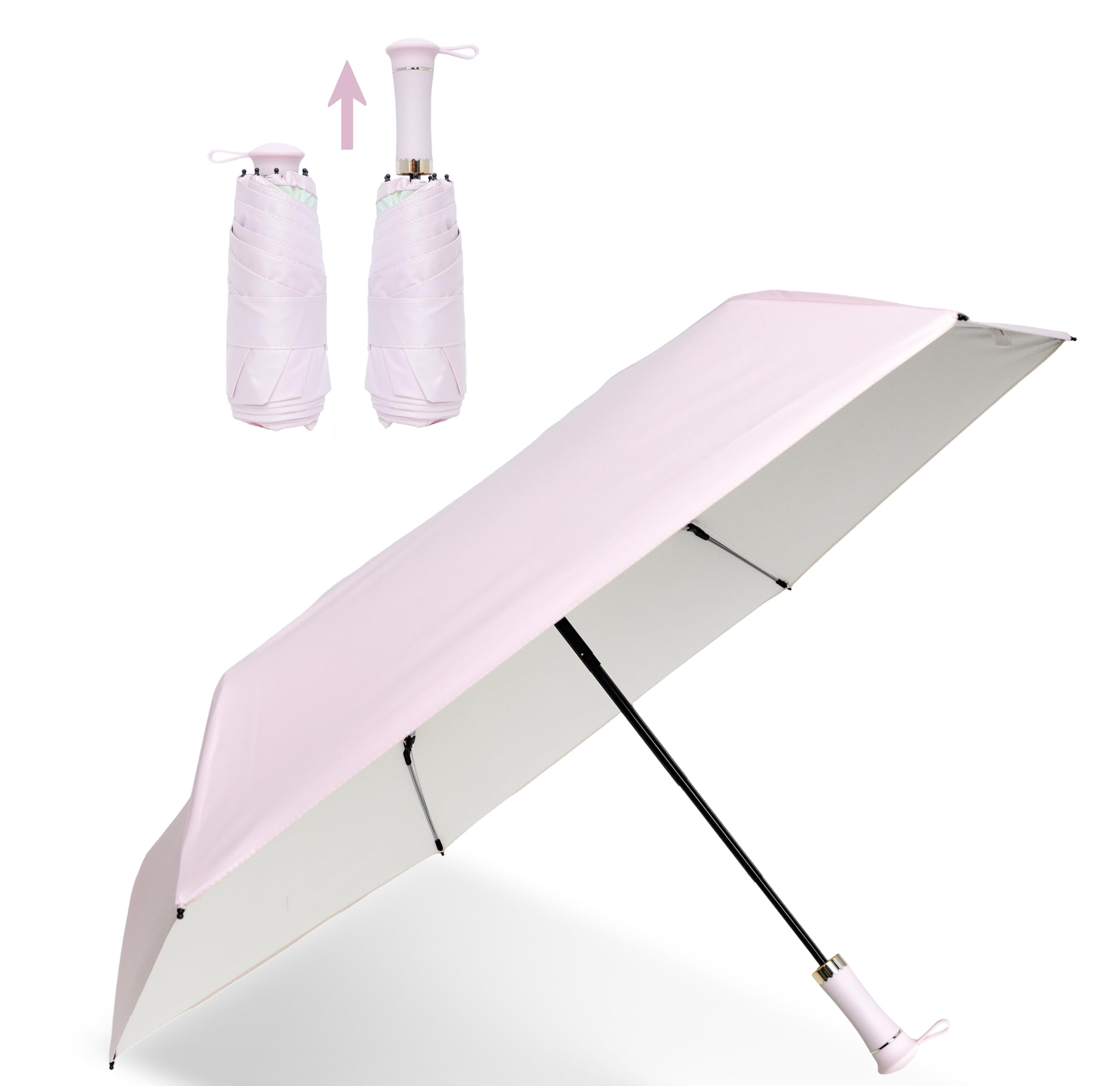Nuxer Travel Umbrella Compact Mini Sun Umbrella for Purse With retractable handle Small Lightweight & 99.9% UV Protection for Women