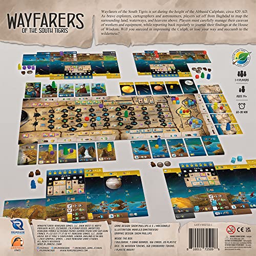 Image of Renegade Game Studios Wayfarers of the South Tigris Dice Placement Strategy Board Game, 1-4 Players, 60-90 Minutes | Strategic dice placement and worker management game for 60-90 minutes, featuring desert exploration and tableau building