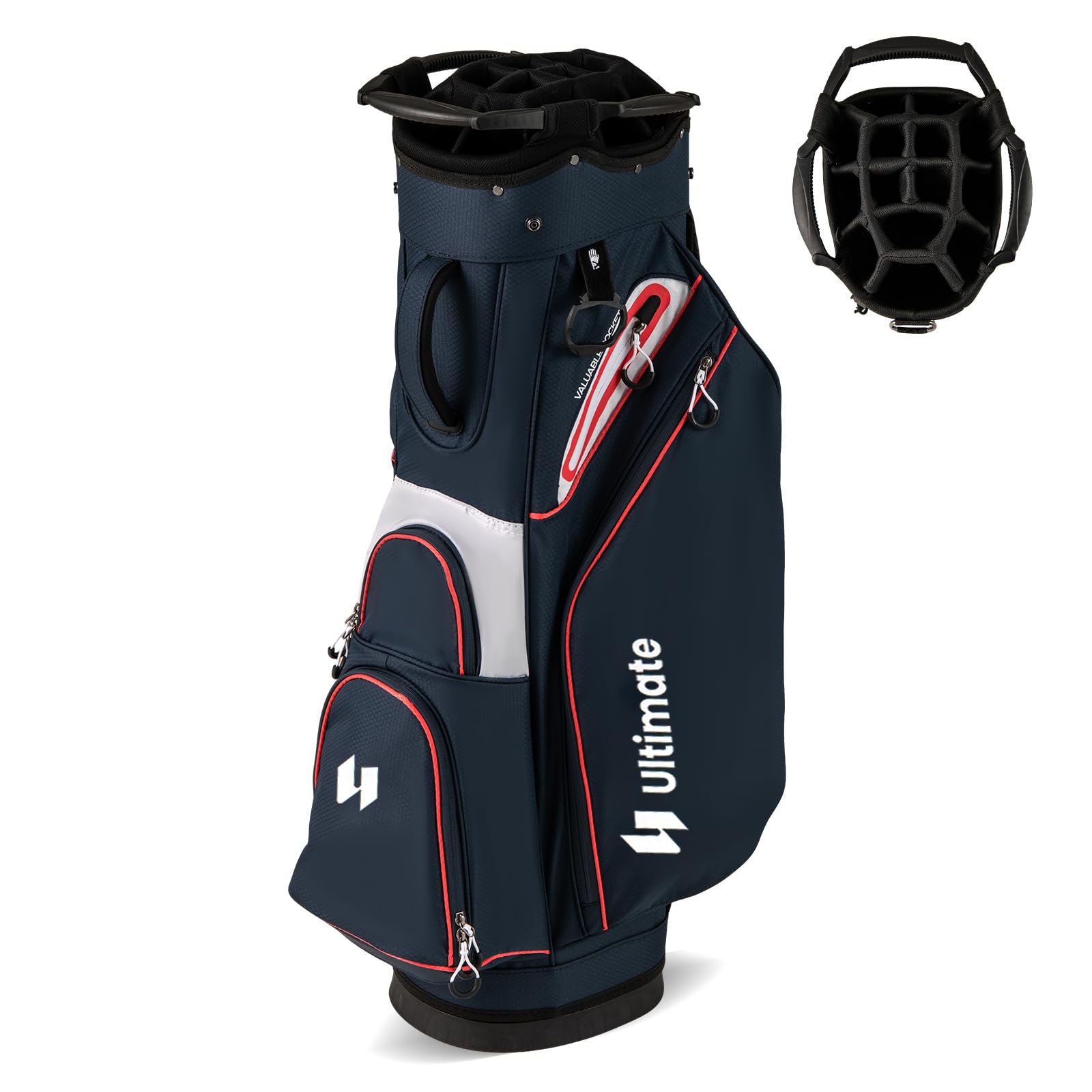 COSTWAY Golfbag, leichtes Golf Cart Bag mit 14 er Unterteilung & Tragegurt, Wasserabweisende Golftasche mit Regenhaube, Golfwagentasche tragbar für Herren & Damen
