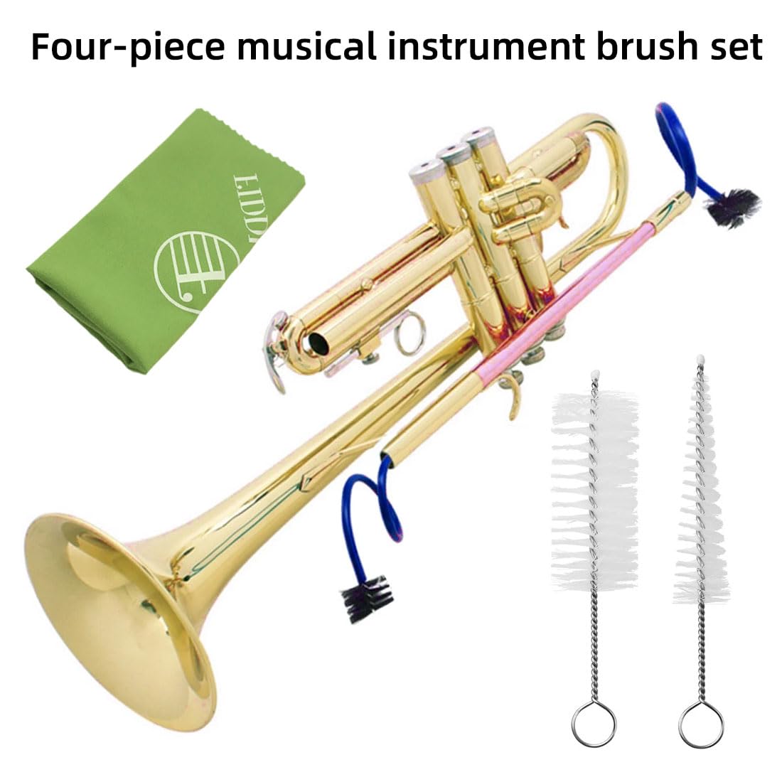 Kit Pulizia Tromba 4 Pezzi - Spazzole Per Bocchino E Valvole | Con Panno