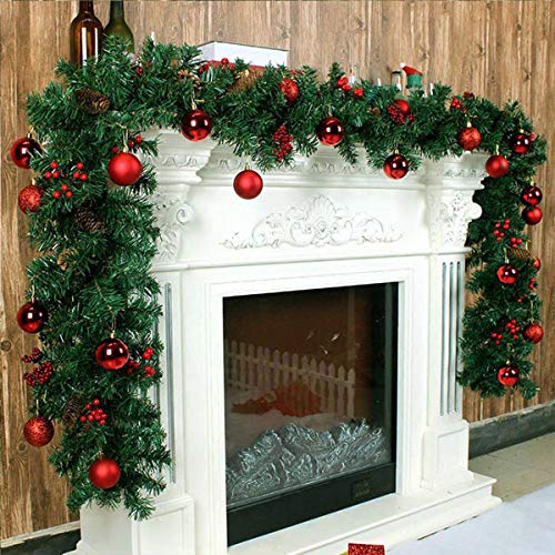 Tqs 10Ft Christmas Garland Indoor Outdoor Decorations Greenery Christmas Garlands - Non-Lit Christmas Green Garland For Stairs Railing Fireplace Mantle Front Door Porch Holiday Wedding Party Decor #TOP2