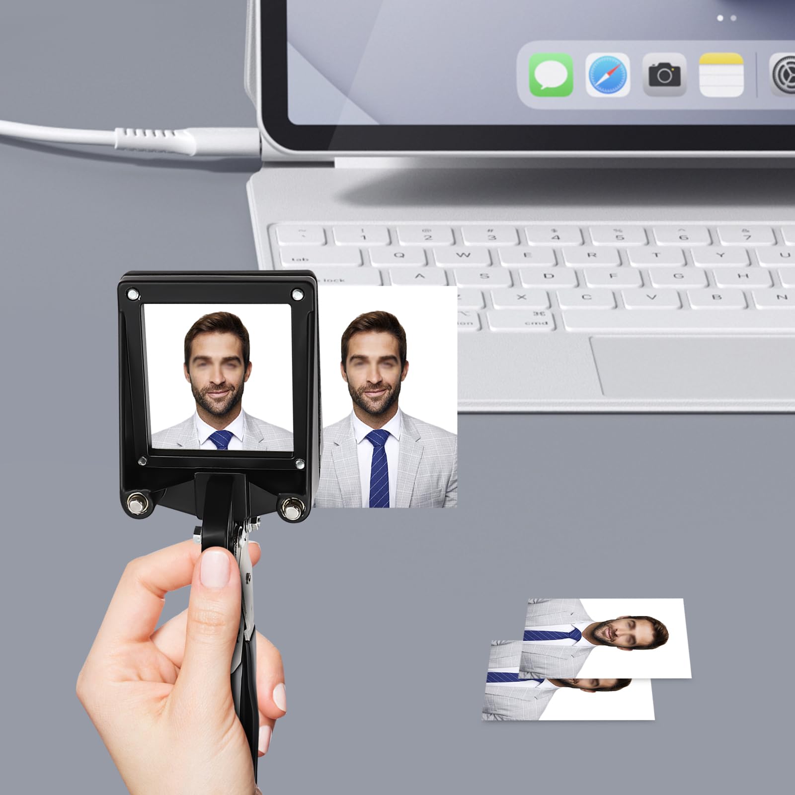 Handheld Fotoschneider, 35x45mm Foto ID Stanzmaschine Klein Photo Cutter Handlicher Präzisionszuschnitt, Passbildstanze Bildstanzer für Zuhause, Büro, Fotostudio