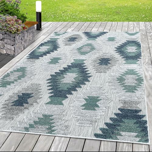 HomebyHome Tapis d'intérieur et d'extérieur résistant aux intempéries, Design berbère, Tapis pour Cuisine, Balcon, terrasse, Jardin et également pour Le...