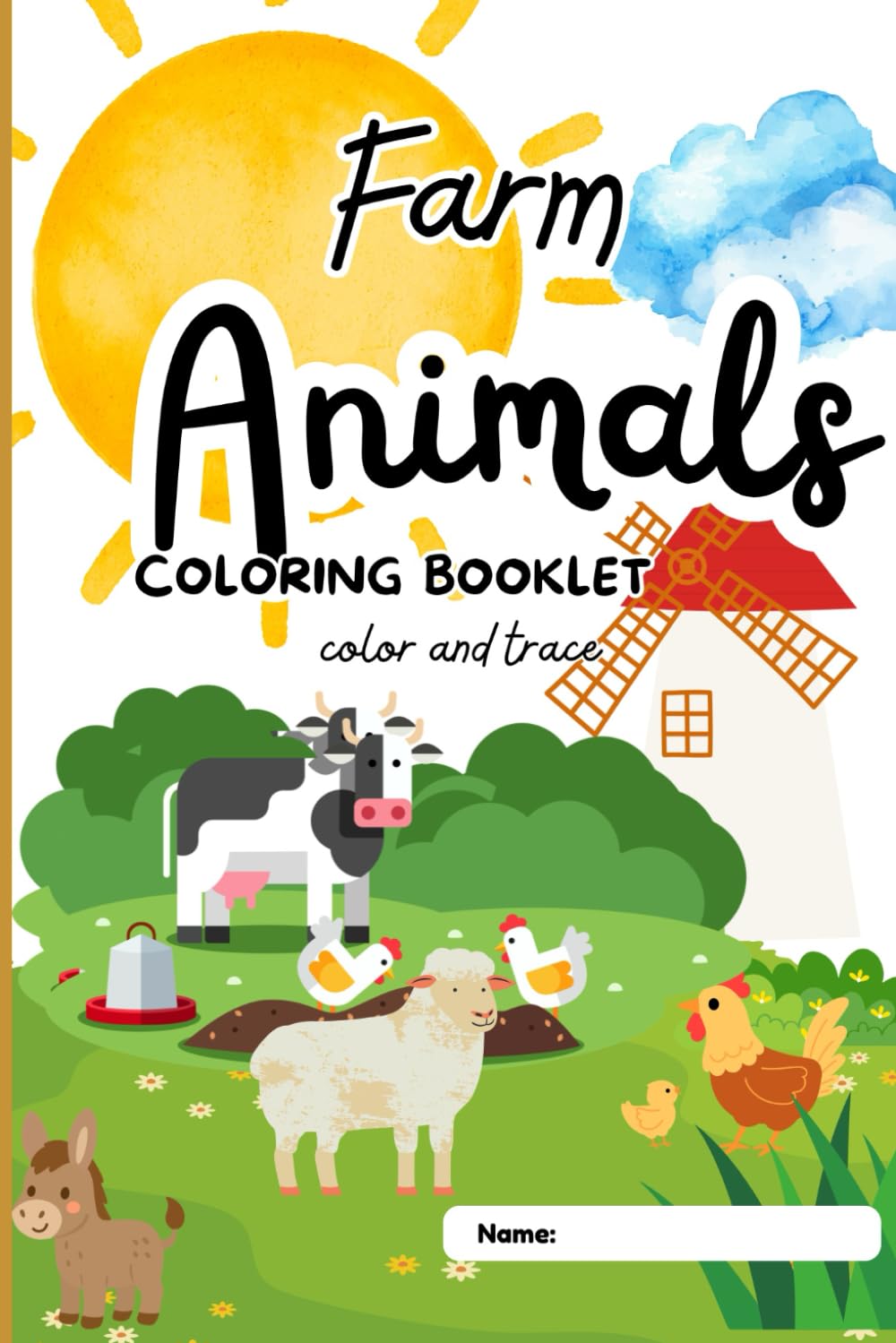 Farm Animals Coloring Book for Kids: 24 Beautiful Coloring Pages with Cute Farm Animals for kids ages 3-9