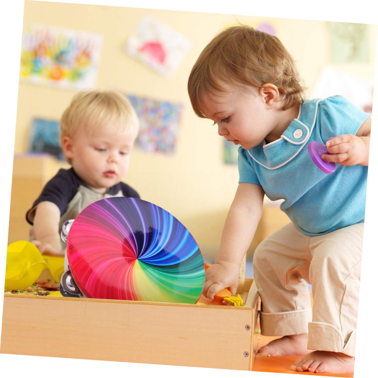 BESPORTBLE Tambourine for Church 8 Inch Hand Tambourine Drum Double Row Percussion