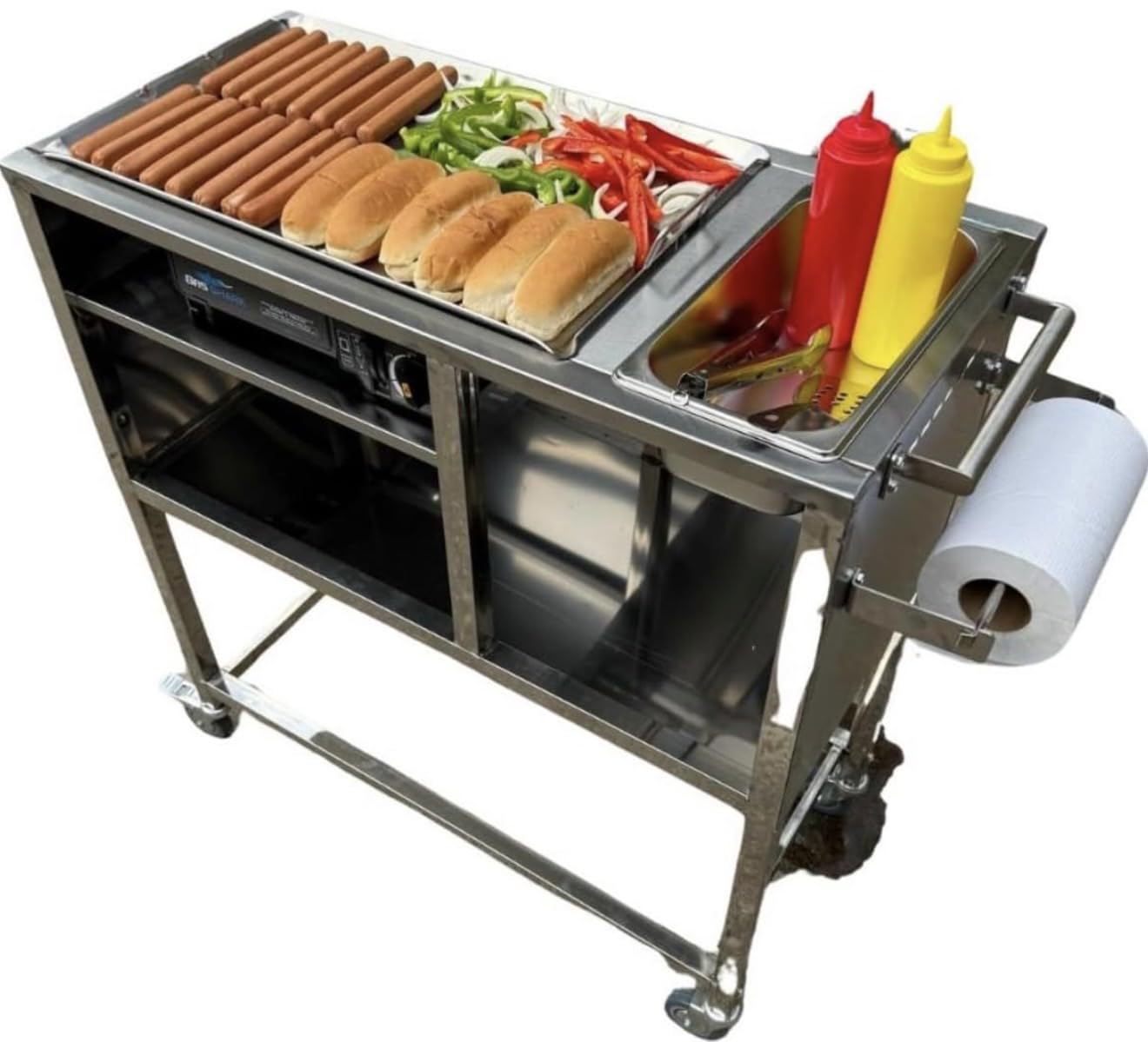 Photo 1 of GAS SHARK Stainless Steel Hot Dog Cart with Aluminum Griddle