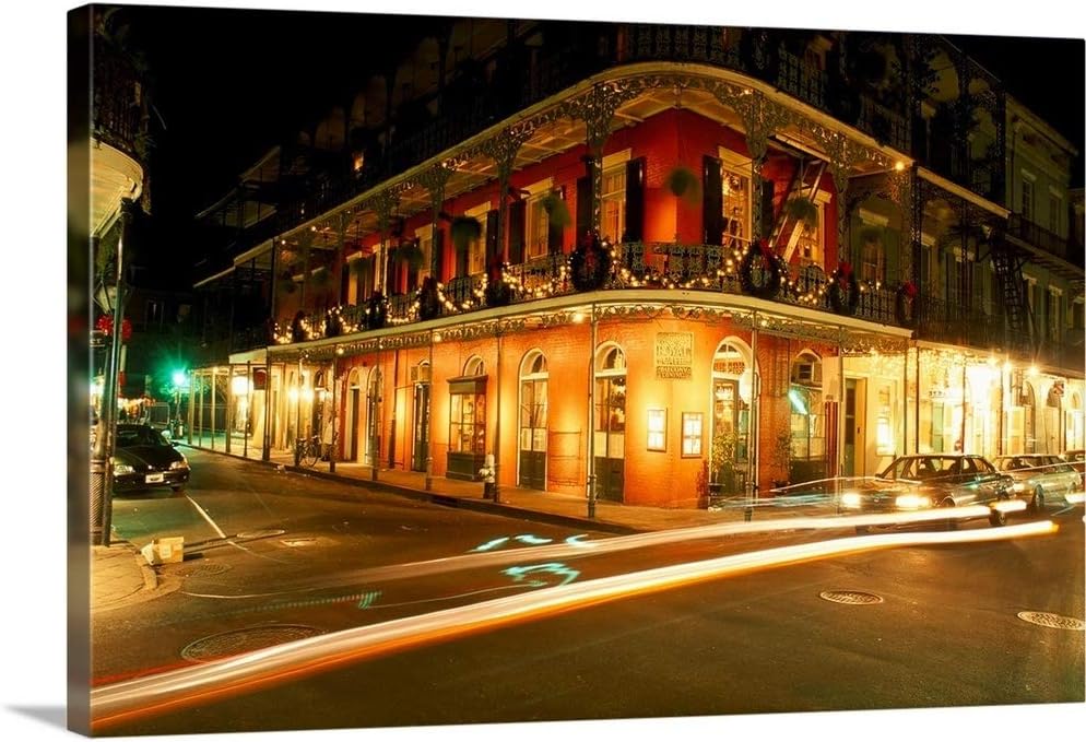 CANVAS ON DEMAND French Quarter At Night, New Orleans, Louisiana, United States of America, North America Canvas Wall Art Print by Jean-Pierre De Mann, Contemporary, Home Decor, America, United States Artwork,18"x12in "