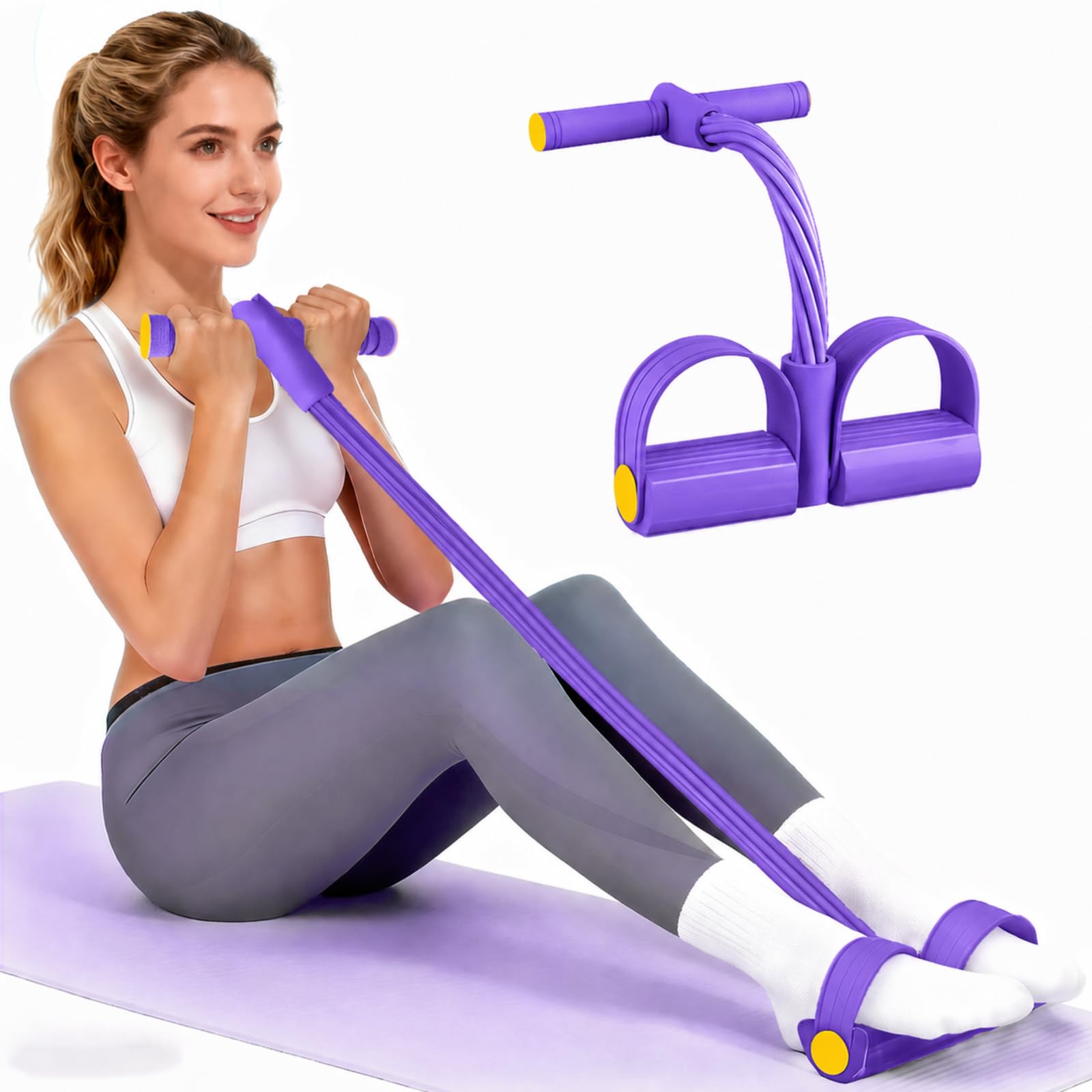 Pedal Resistance Bands with Handles, Durable 6-Tubes Multifunction Pedal Resistance Band, Natural Rubber Foot Pedal Resistance Bands, Fitness Resistance Bands for Abdomen, Waist, Arm, Leg — view 10