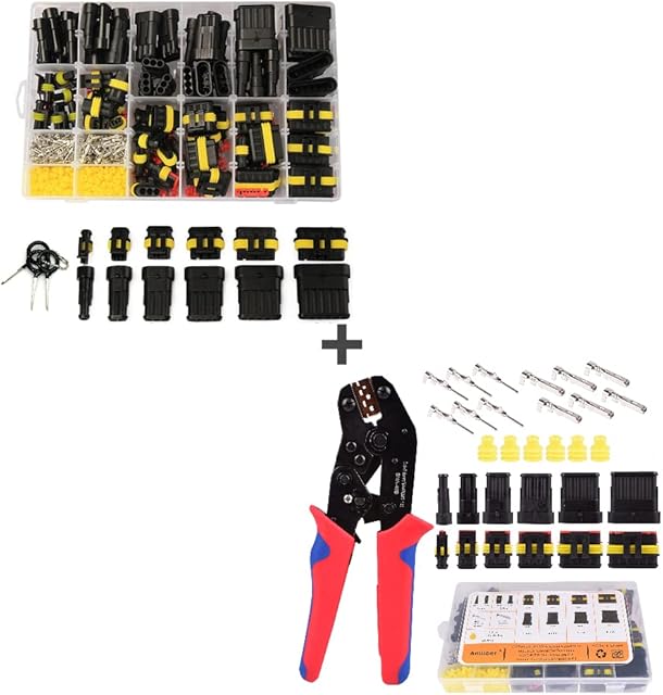 708Pcs 43 Kits Automotive Electrical Connector + 709Pcs 43 Kits Automotive Wire Connectors With Ratcheting Wire Crimper