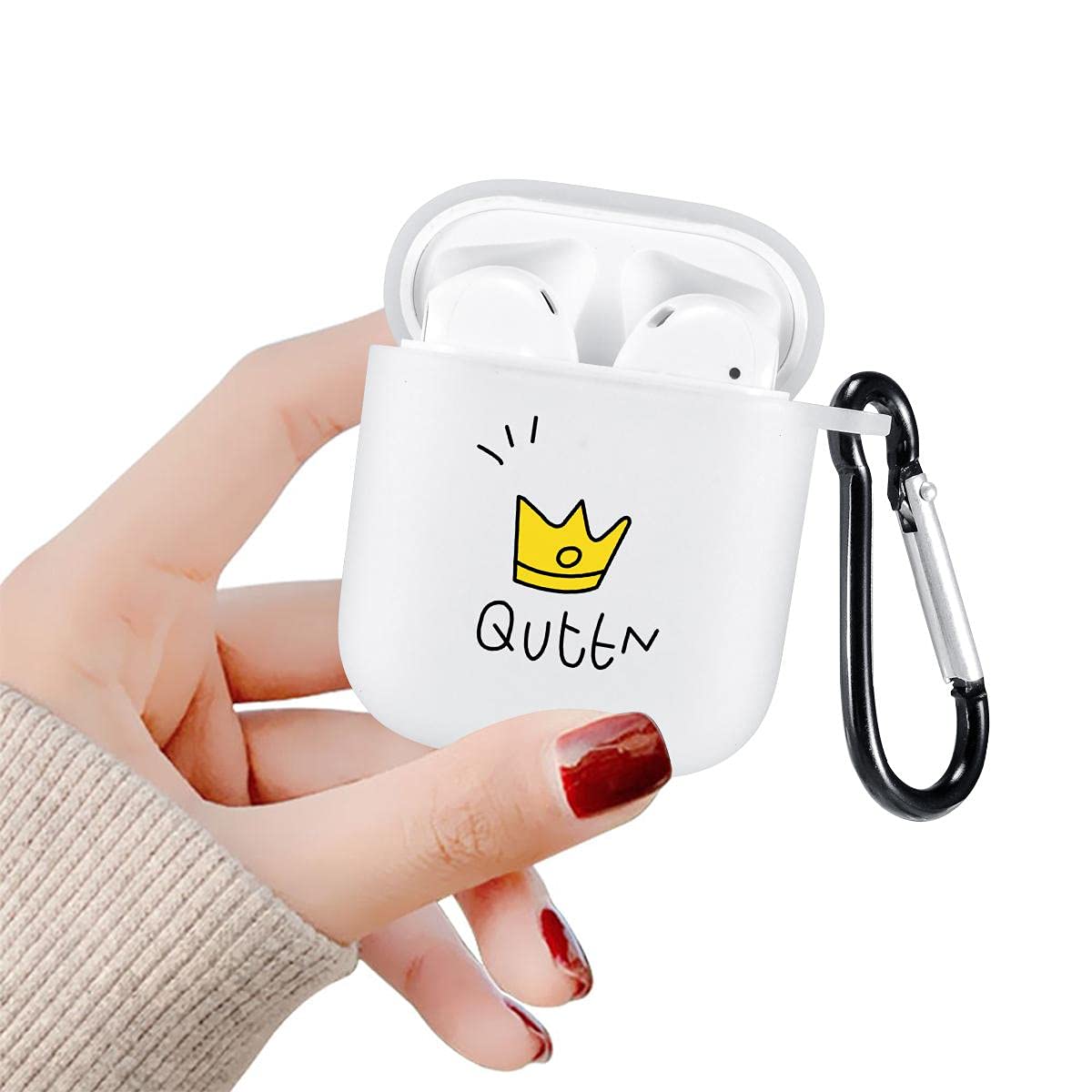 LuGeKeCrown Queen Case for Airpods 2/1 with Keychain,Cute Cartoon Pattern Frosted Clear Soft TPU Protective Cover Compatiable with Apple AirPods Wireless Charging Case for Kids Youth Boys Girls