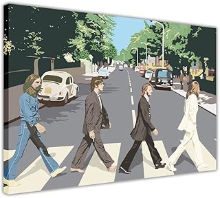 Iconic The Beatles Abbey Road album poster stampa su tela, stampe con cornice immagini musica foto, Tela puntine Legno, 03- A2 - 24