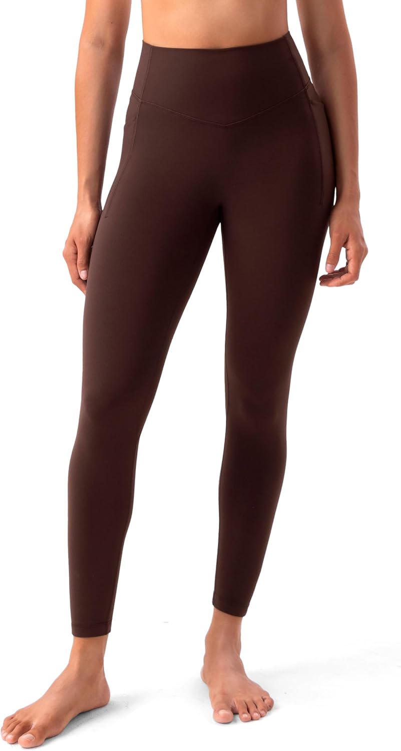 YUNOGA HugMotion No Front Seam Leggings for Women with Pockets - 25 Inches High Waisted Buttery Soft Workout Gym Yoga Pants - Image 2