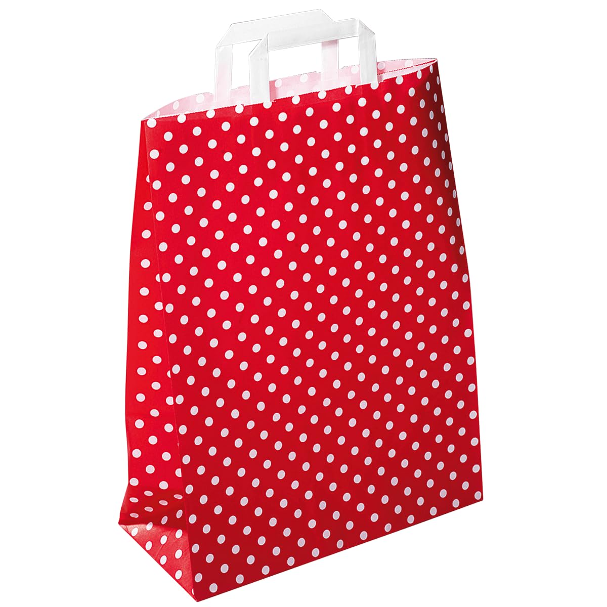 Geschenk-Papier-Tragetaschen Set á 50 Stück, rot mit weißen Punkten 40 x 32 x 12 cm Geschenkverpackung Geschenk-Taschen