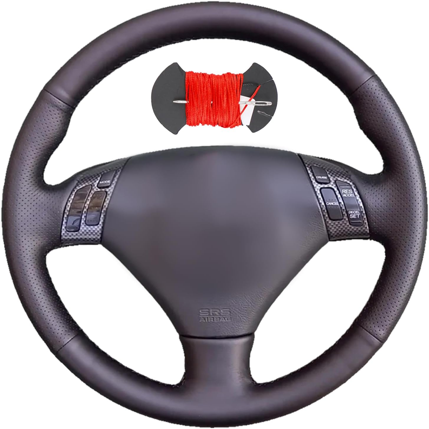 Microfiber Leather Car Steering Wheel Cover Anti-Slip Stitch Wheel Wrap Fit for Honda Accord 7 2002-2007 / for Acura TSX 2002-2007 (3-Spoke),Red