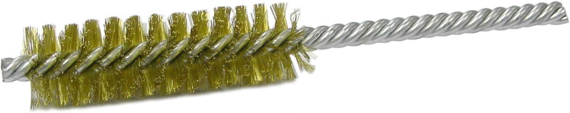 Weiler21178 Power Tube Brush, Round Style, 1/2", 0.06" Brass Wire Fill, 2" Length, Made in The USA (Pack of 10)