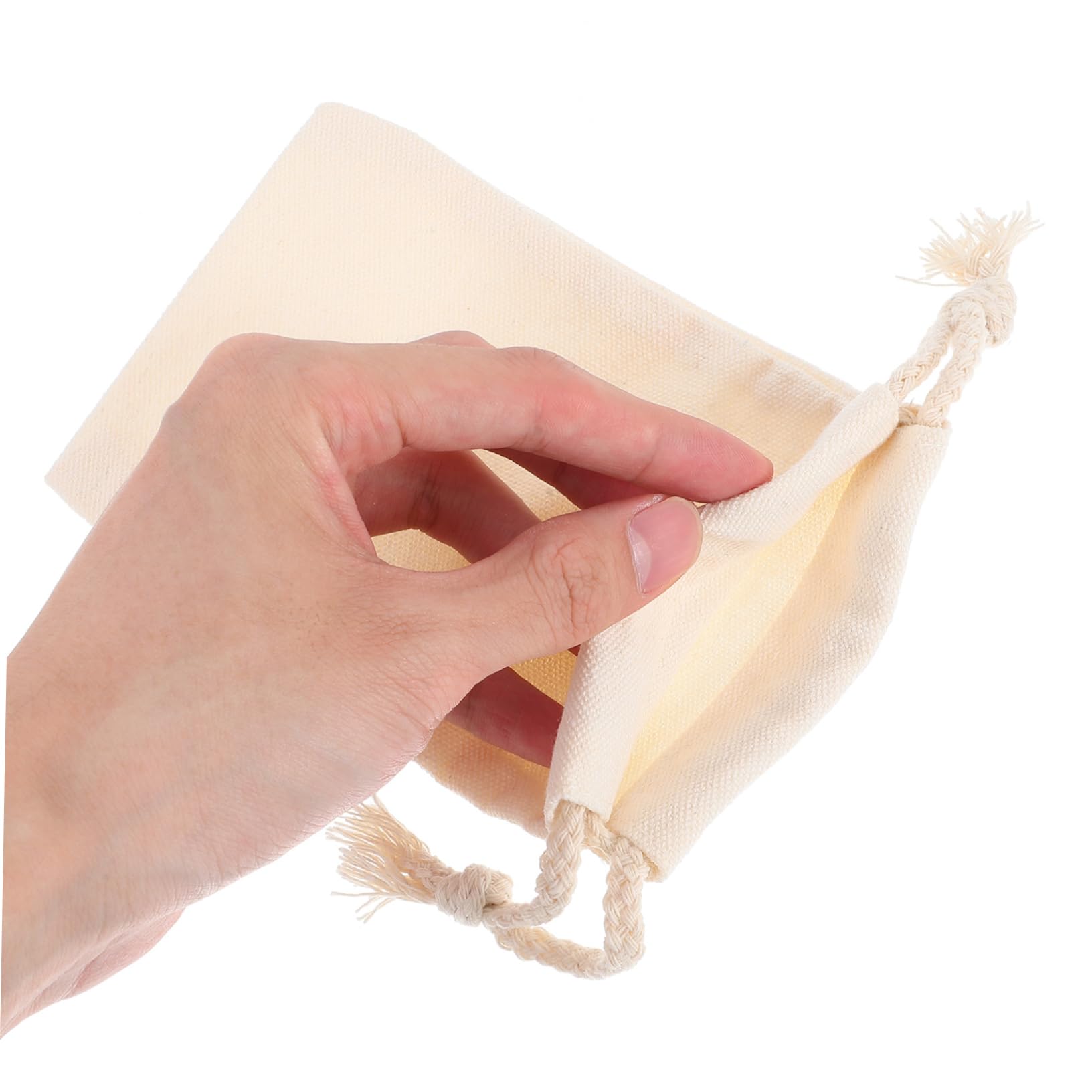 Paquet à Cordon de Rangement Beige en Tissu 50 Pièces pour Fête et Mariage