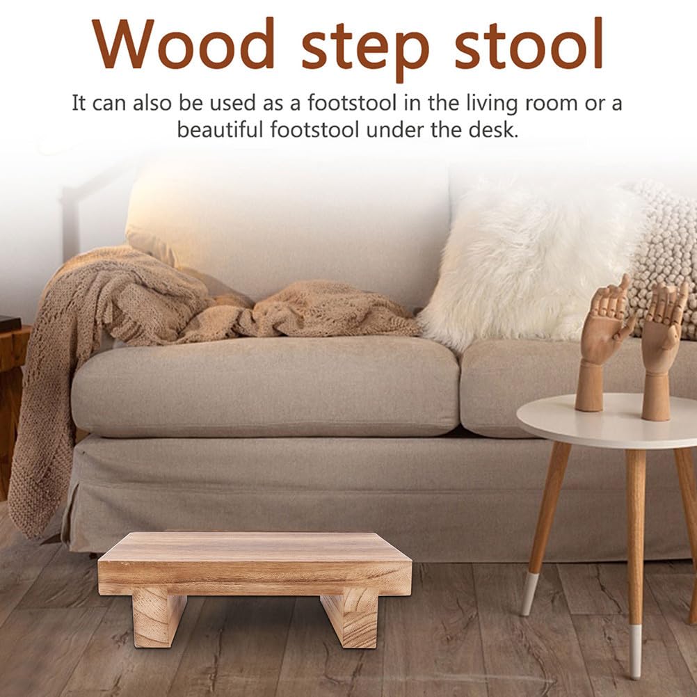 UKCOCO Small Wooden Step Stool: Wooden Step Stool for Kids and Adults - Non-Slip Bedside Footstool for Bedroom Bathroom Kitchen - Image 4