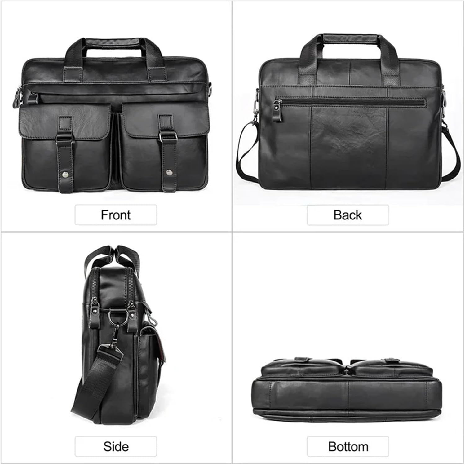 Briefcase Vintage Genuine Leather 14'' Laptop Executive Office Men Briefcase Portfolio Business Bag