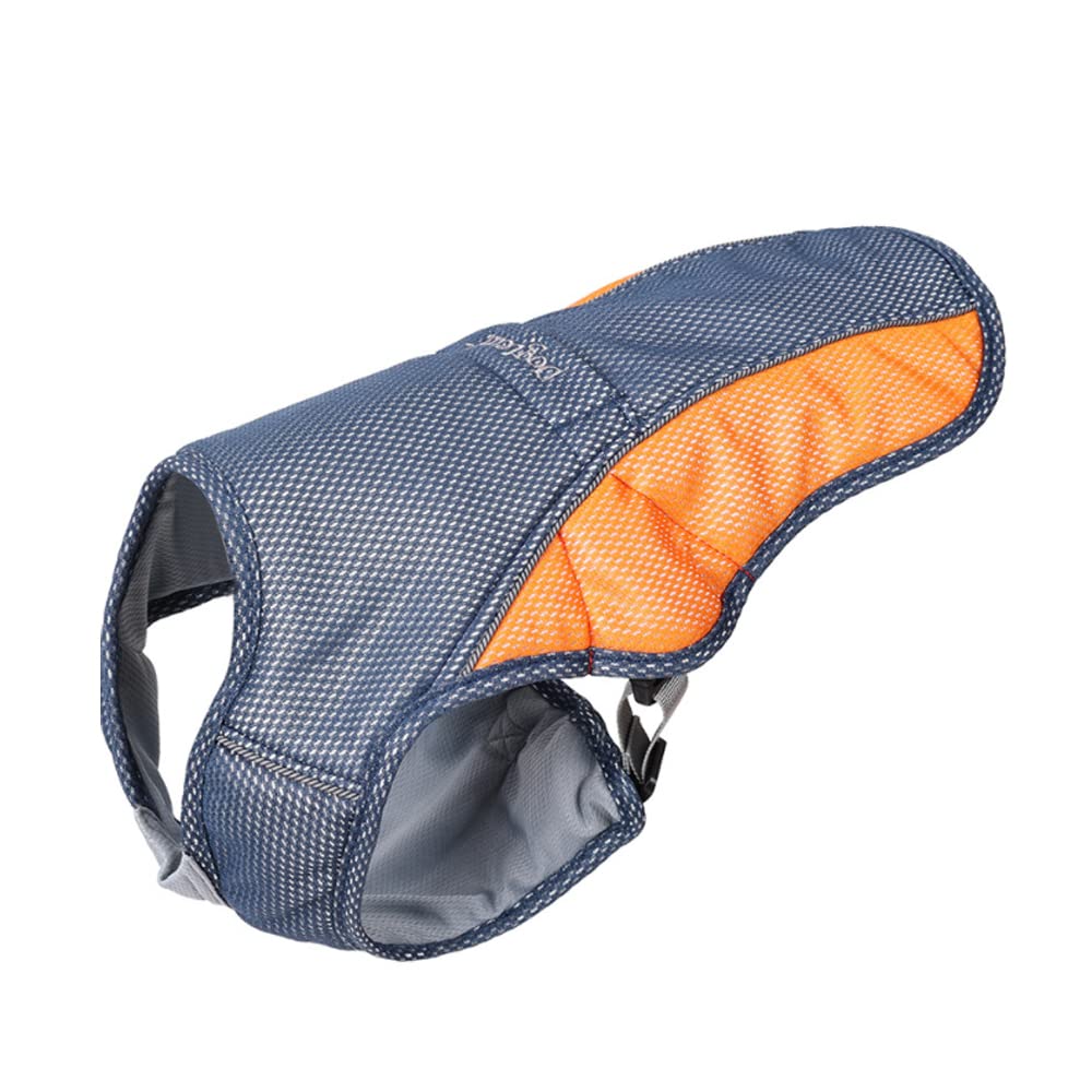 Dog Cooling Vest, JanTeelGO Evaporative Swamp Cooler Coat for Dogs Medium Large - Premium Pet Cool Vest Jacket Anti-heat Clothes for Outdoor Walking Hunting Training (Large, Dark Blue-Orange)