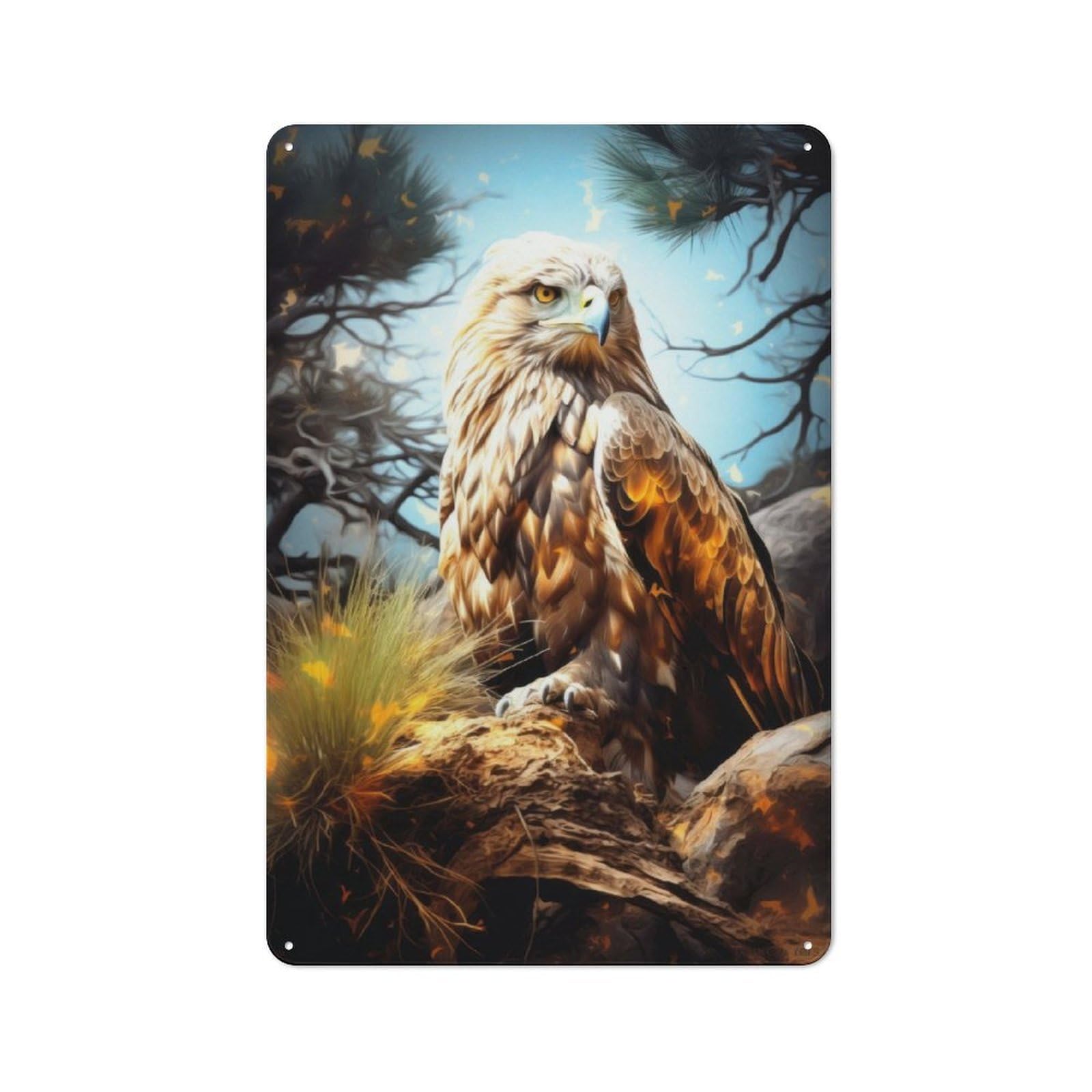Rustic Tin Sign 30x20cm Featuring Majestic Eagle for Garage Or Workshop, for Updating Garage And Workshop after Moving