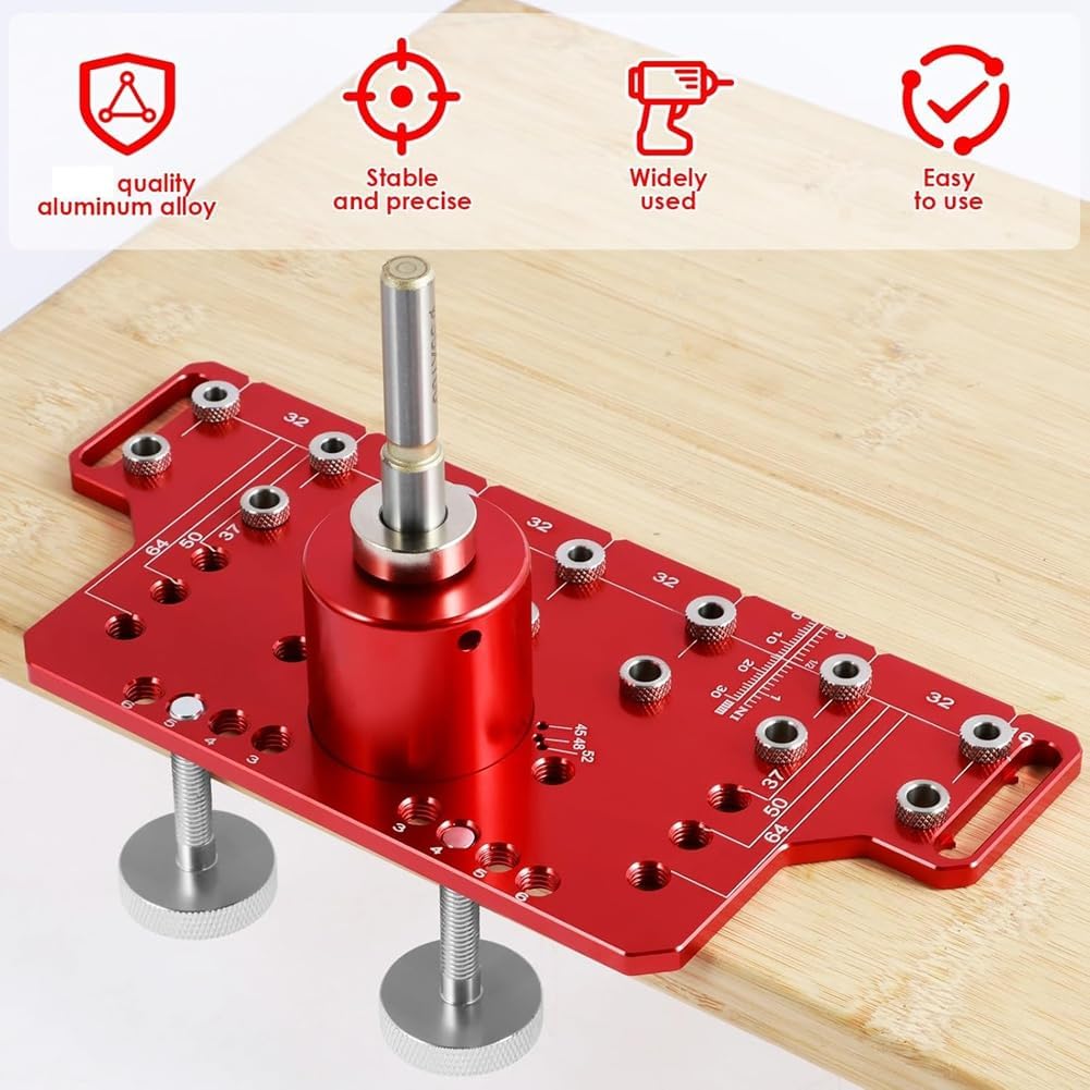 Shelf Pin Hole Jig and Hinge Clamp Two-in-One, Hinge Positioning Jig, Hinge Hole Drill Guide Locator for Woodworking