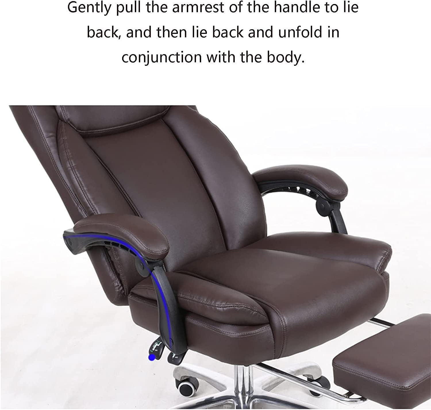 Krzesło biurowe, wysokie oparcie, krzesło biurowe, krzesło robocze, obrotowe krzesło biurowe z oparciem podnóżka, funkcja pochylania się, ergonomiczne (czarne)